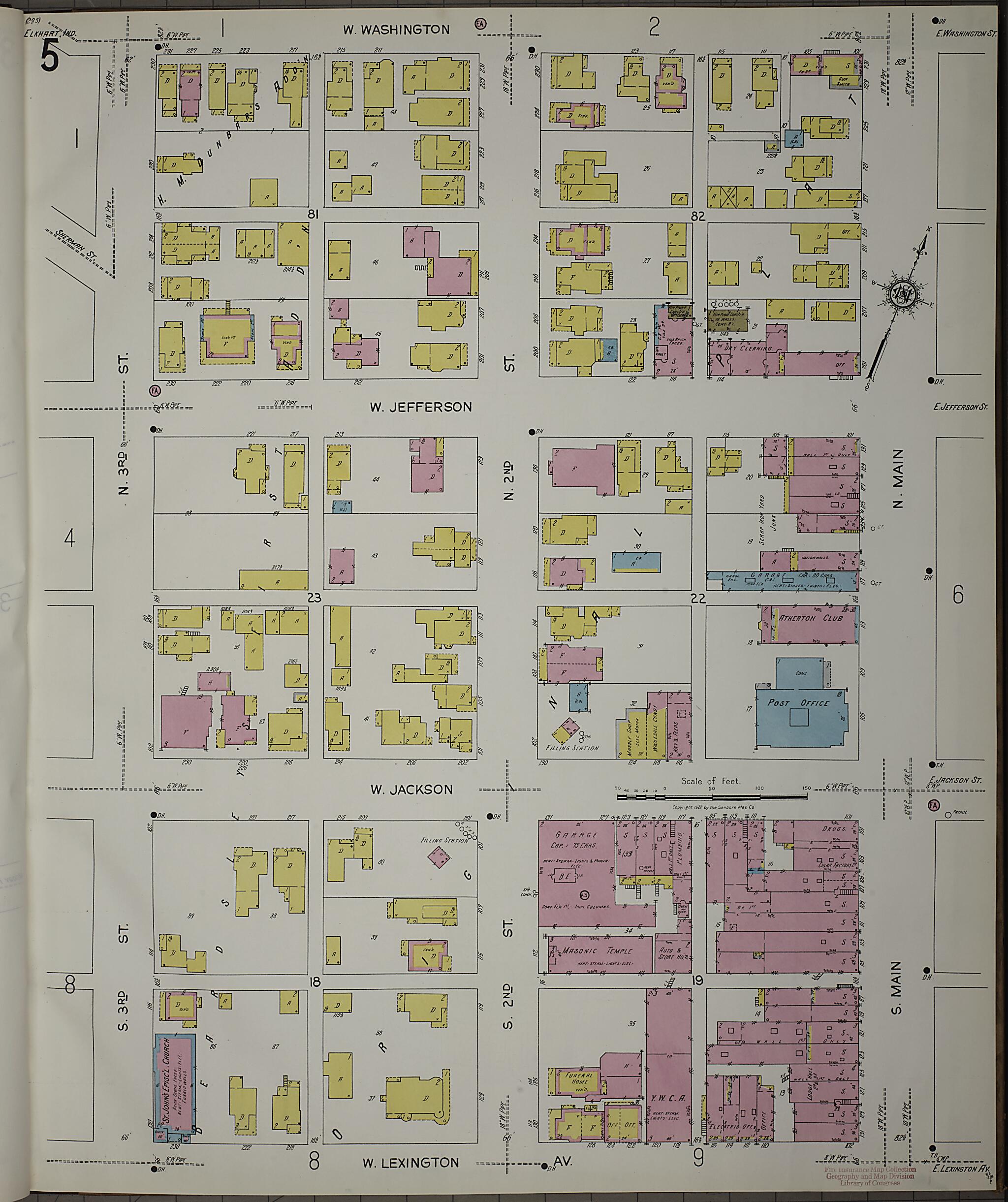 This old map of Elkhart, Elkhart County, Indiana was created by Sanborn Map Company in 1927