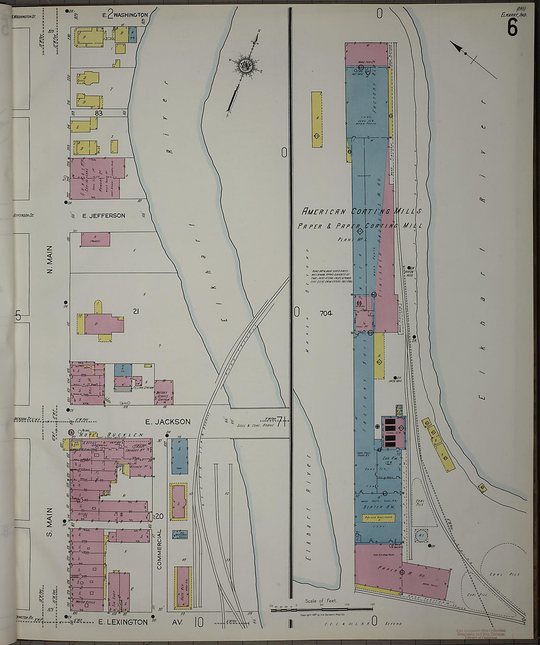 This old map of Elkhart, Elkhart County, Indiana was created by Sanborn Map Company in 1927