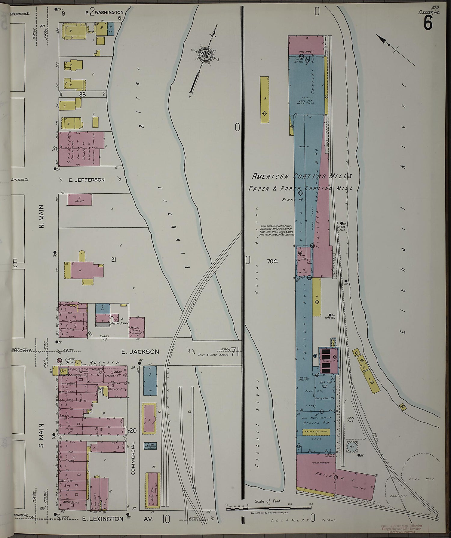 This old map of Elkhart, Elkhart County, Indiana was created by Sanborn Map Company in 1927