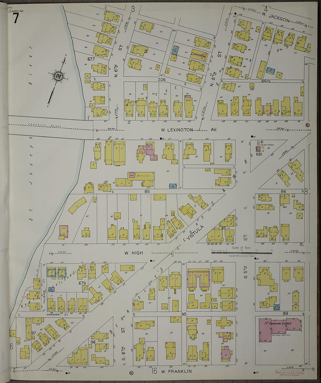 This old map of Elkhart, Elkhart County, Indiana was created by Sanborn Map Company in 1927