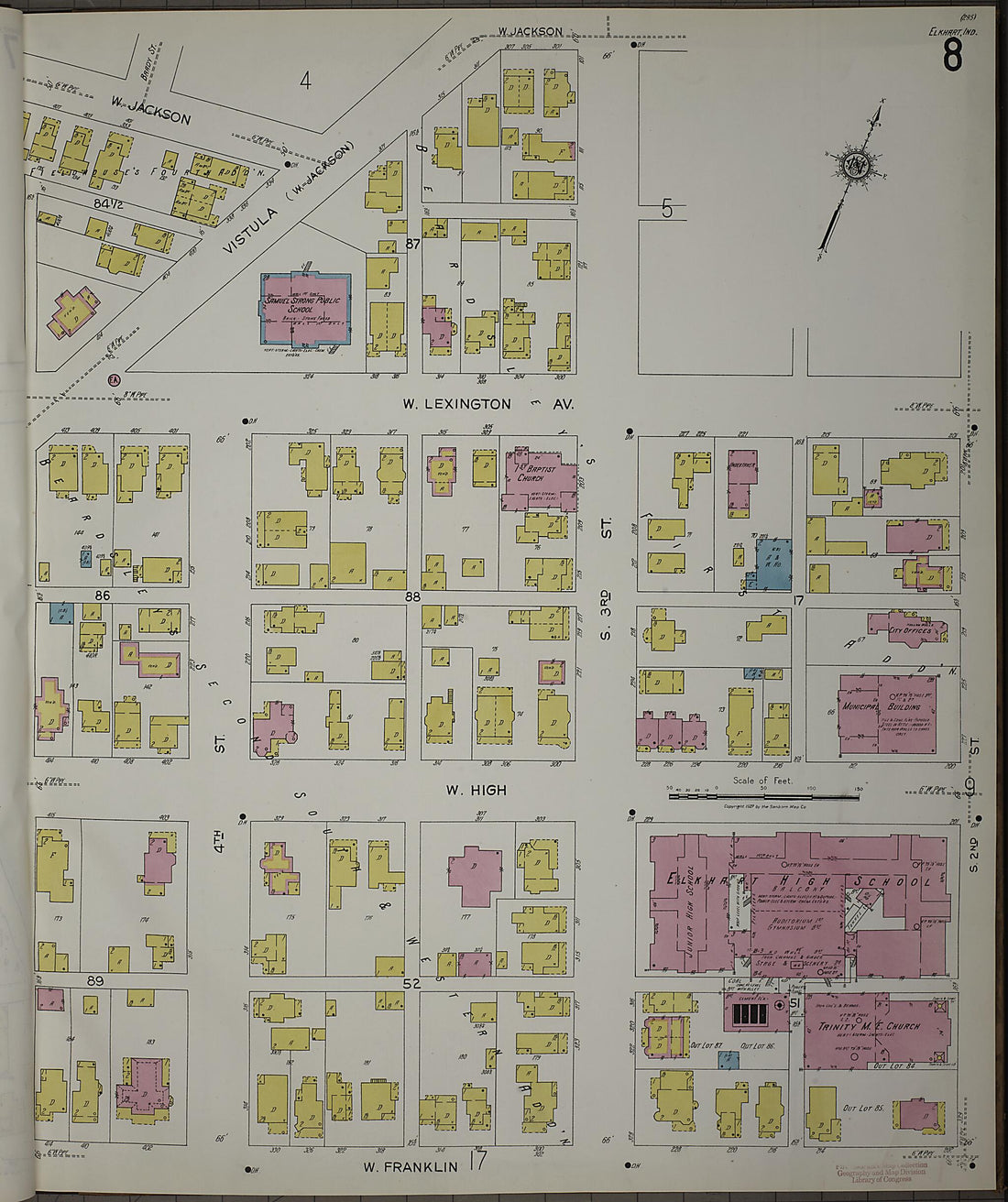 This old map of Elkhart, Elkhart County, Indiana was created by Sanborn Map Company in 1927