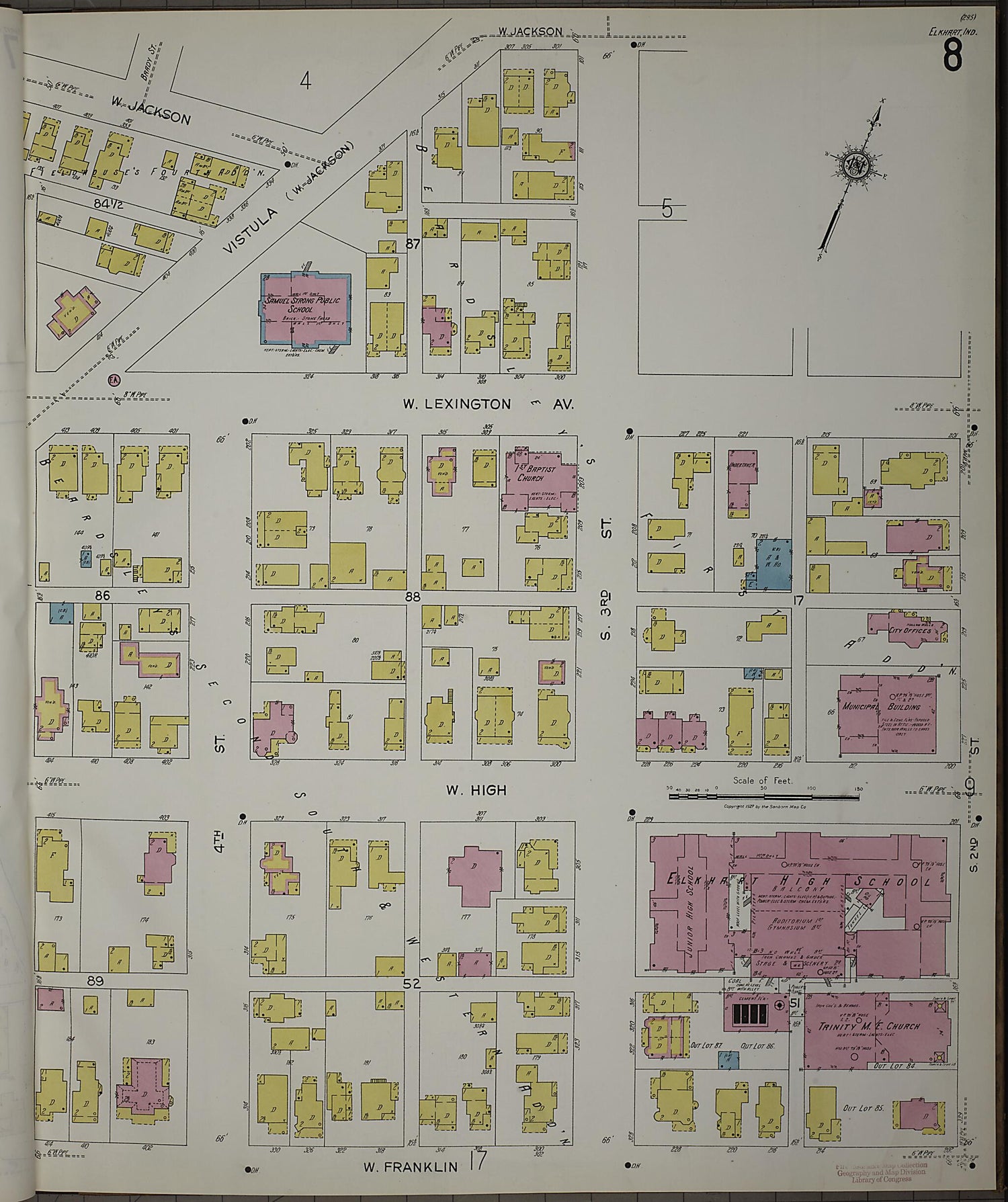 This old map of Elkhart, Elkhart County, Indiana was created by Sanborn Map Company in 1927