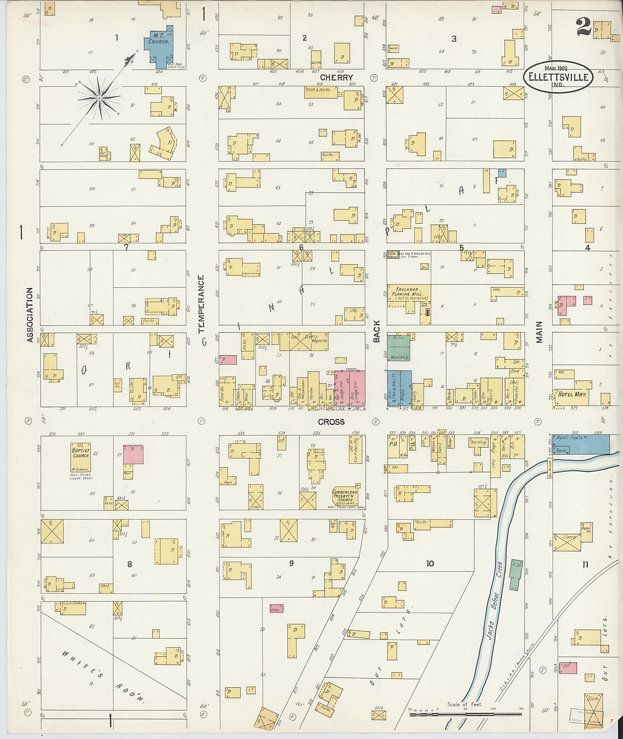 This old map of Ellettsville, Monroe County, Indiana was created by Sanborn Map Company in 1902