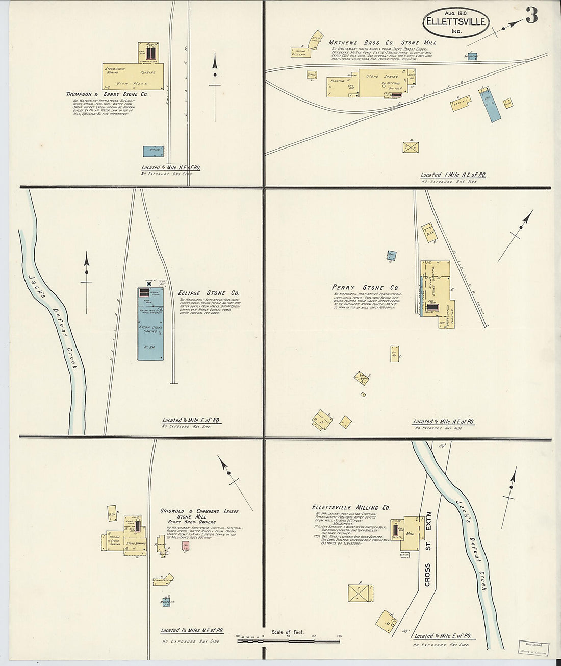 This old map of Ellettsville, Monroe County, Indiana was created by Sanborn Map Company in 1910