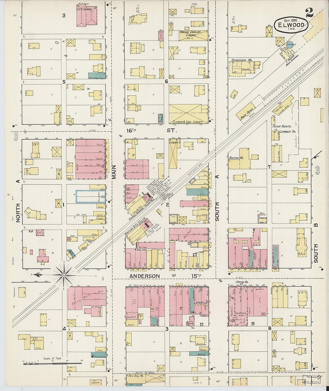 This old map of Elwood, Madison County, Indiana was created by Sanborn Map Company in 1892