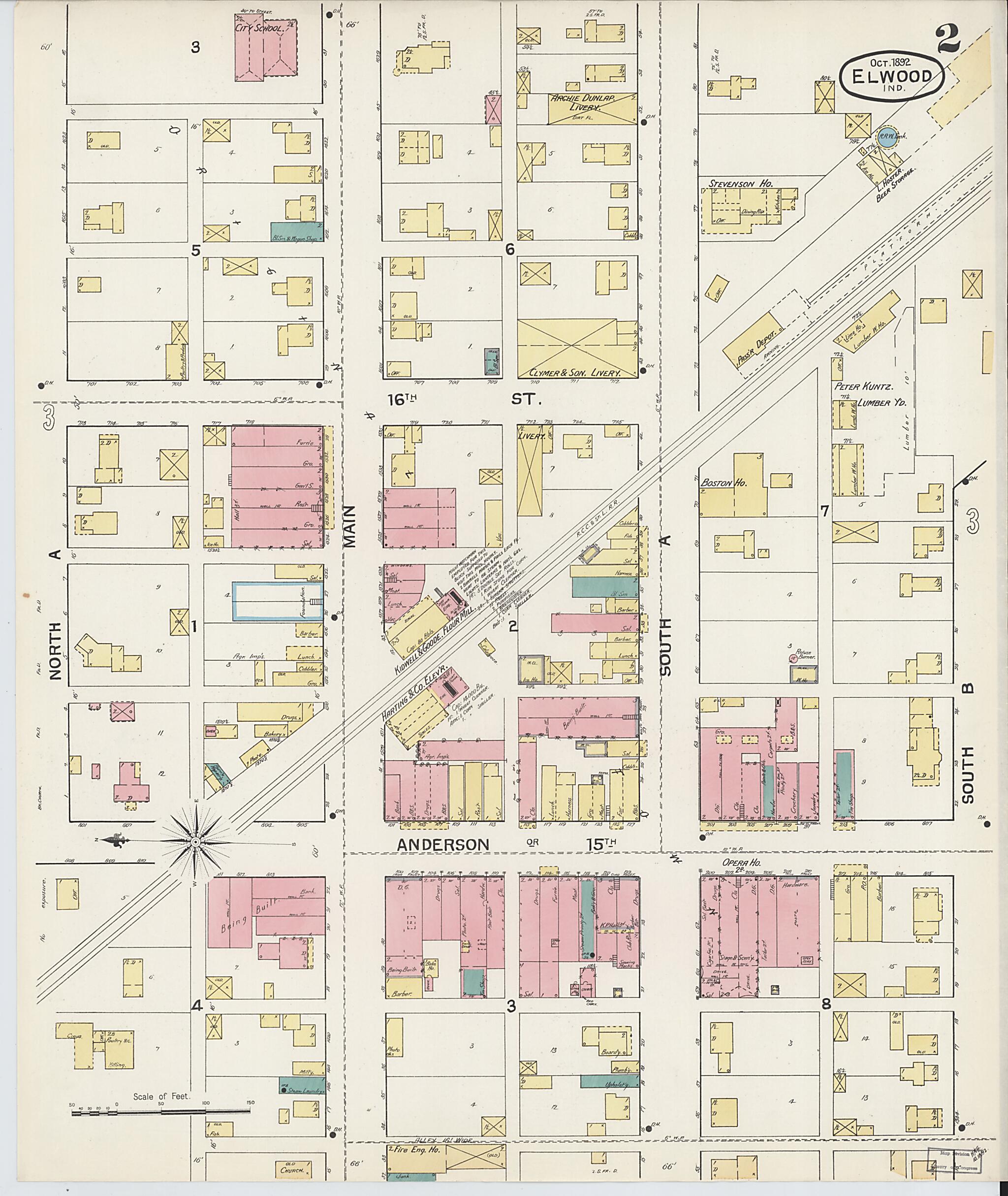 This old map of Elwood, Madison County, Indiana was created by Sanborn Map Company in 1892