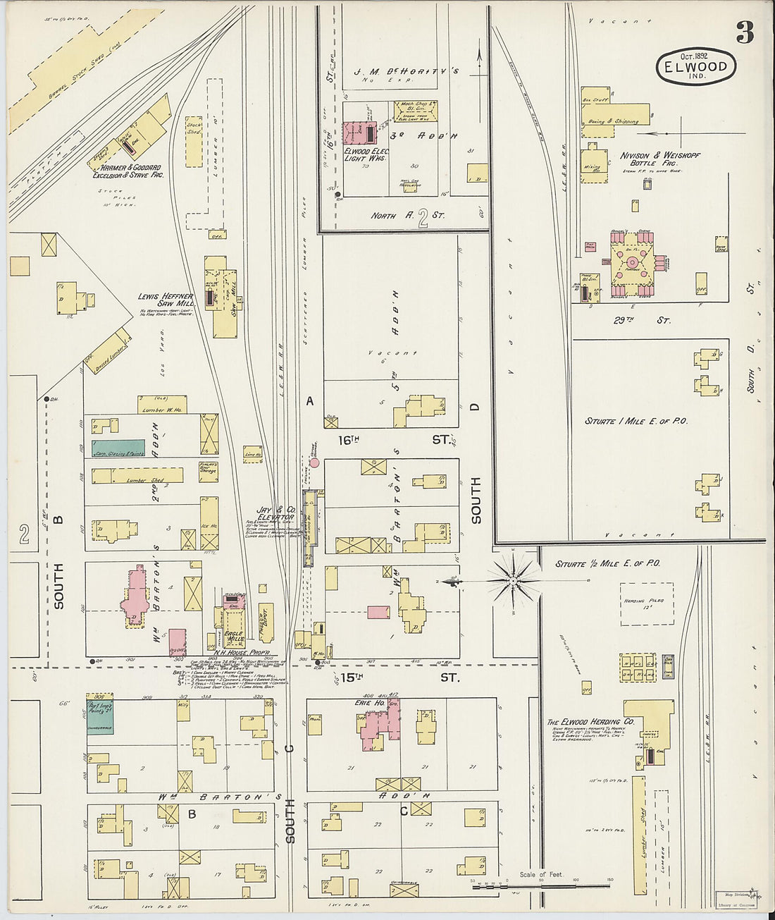 This old map of Elwood, Madison County, Indiana was created by Sanborn Map Company in 1892