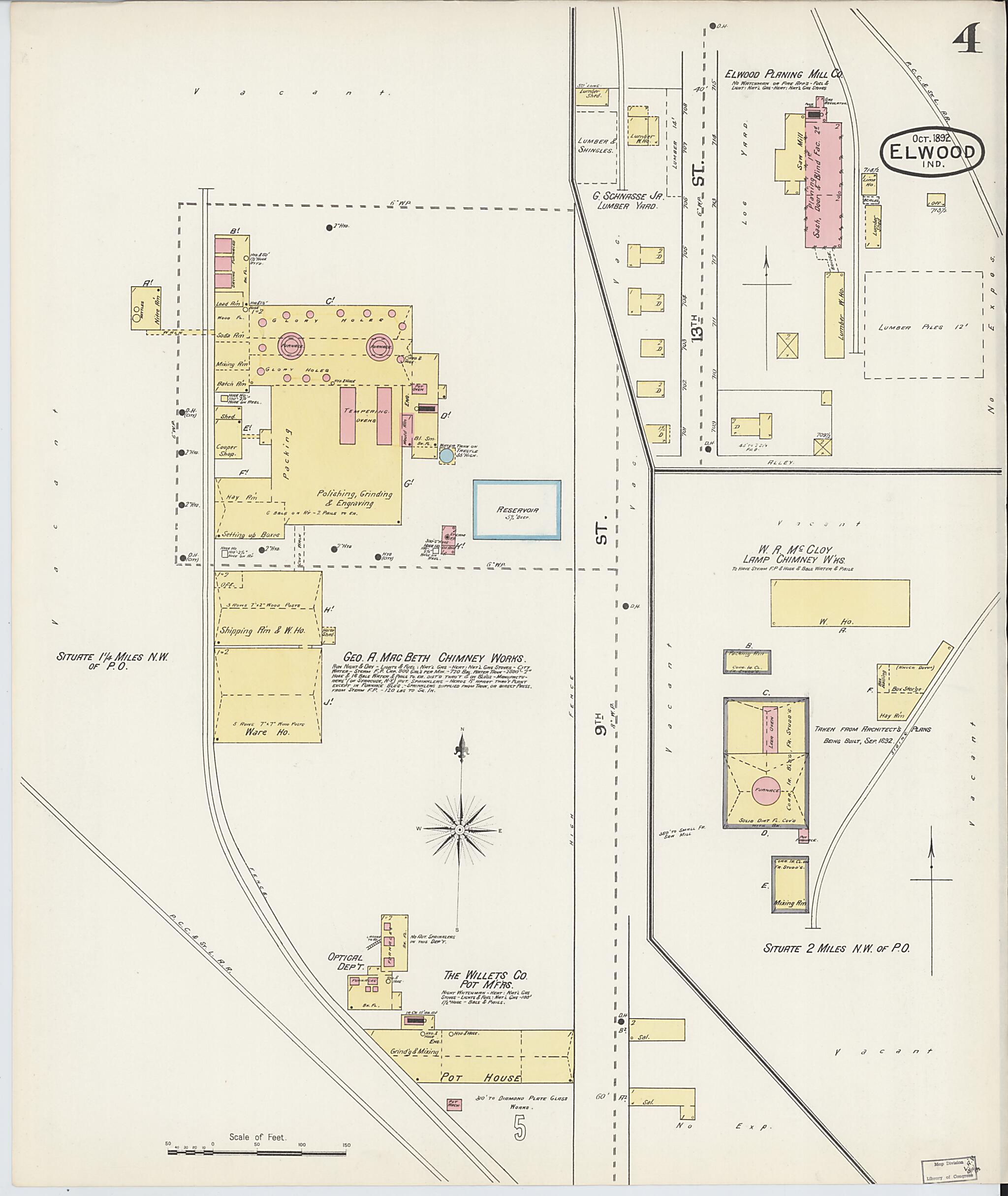 This old map of Elwood, Madison County, Indiana was created by Sanborn Map Company in 1892