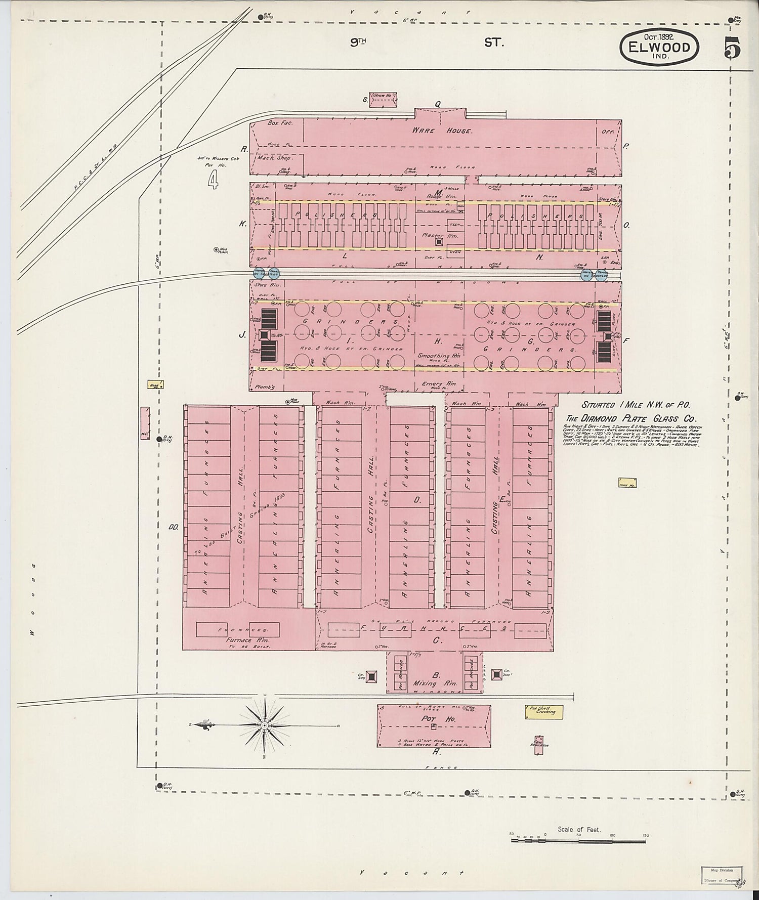 This old map of Elwood, Madison County, Indiana was created by Sanborn Map Company in 1892