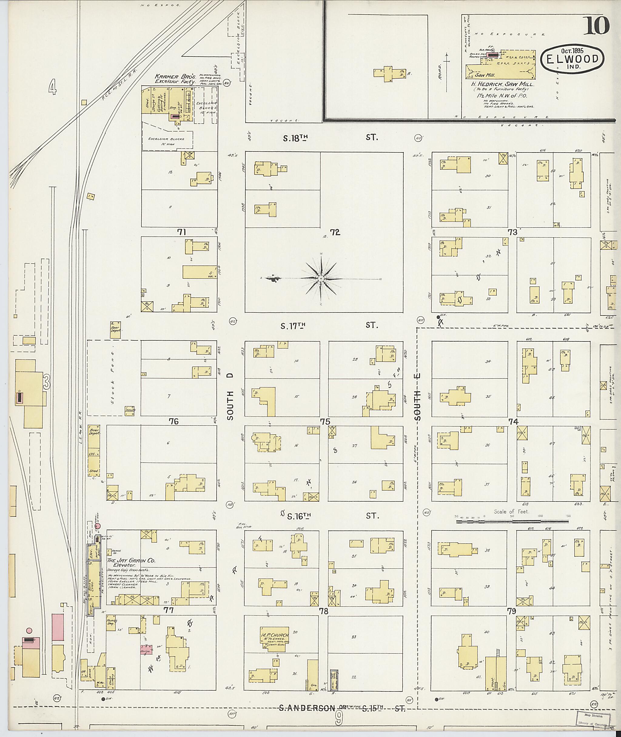 This old map of Elwood, Madison County, Indiana was created by Sanborn Map Company in 1895