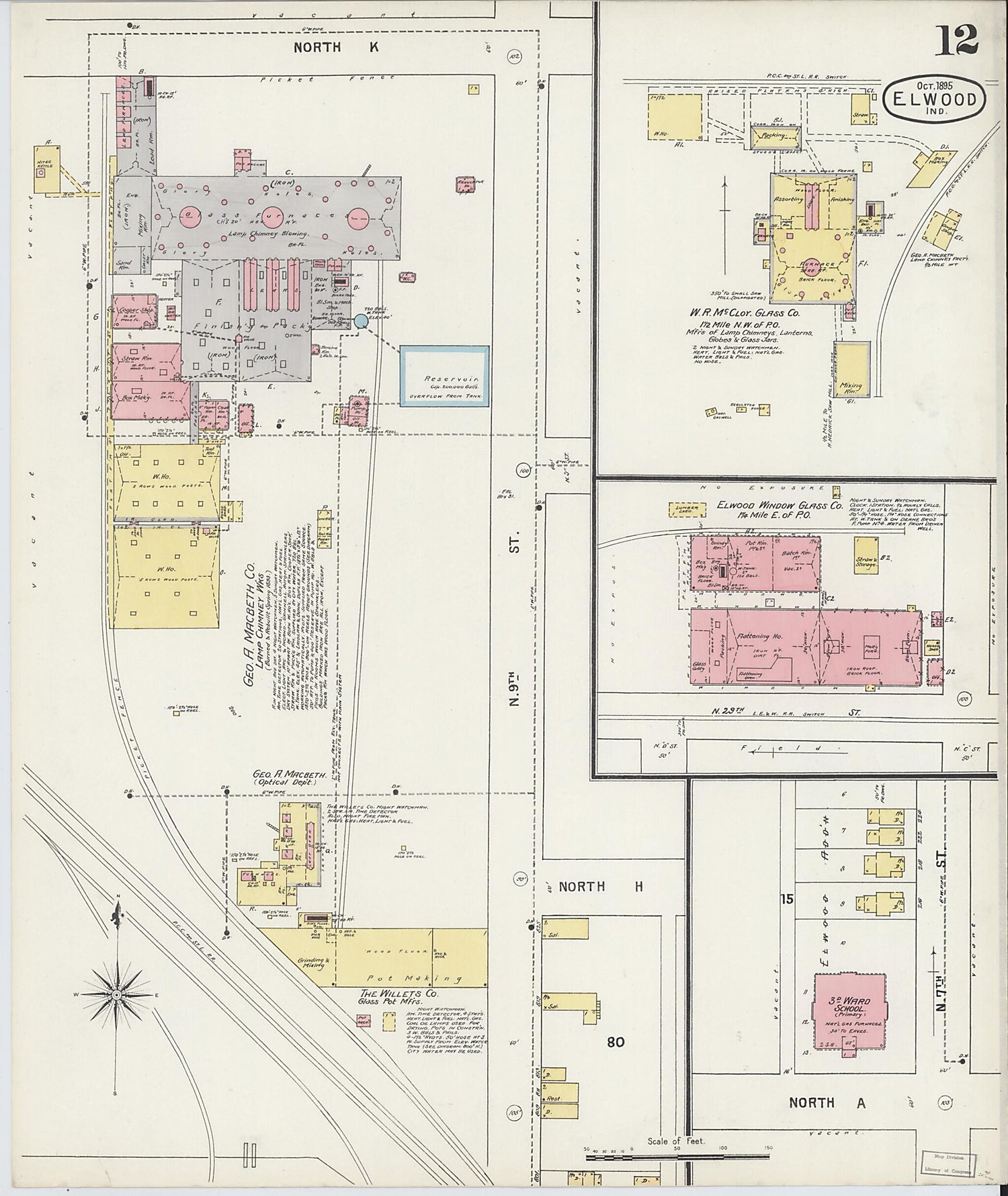 This old map of Elwood, Madison County, Indiana was created by Sanborn Map Company in 1895