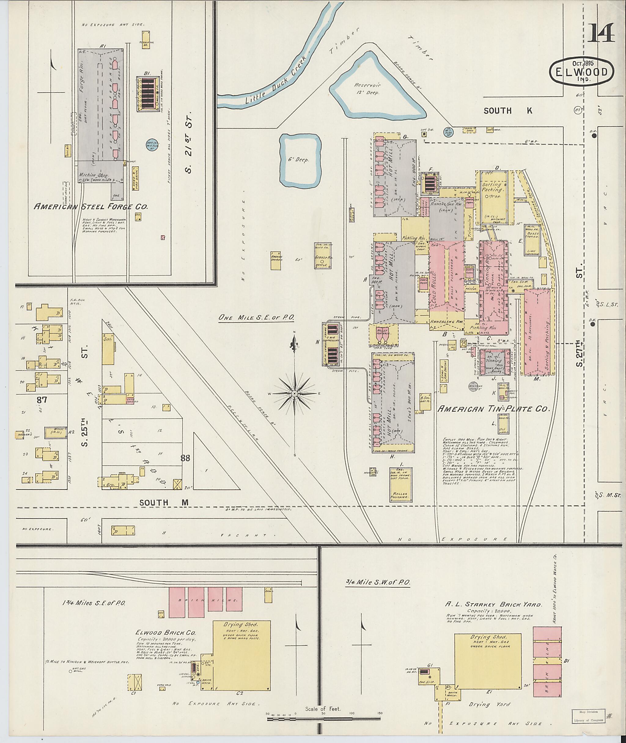 This old map of Elwood, Madison County, Indiana was created by Sanborn Map Company in 1895