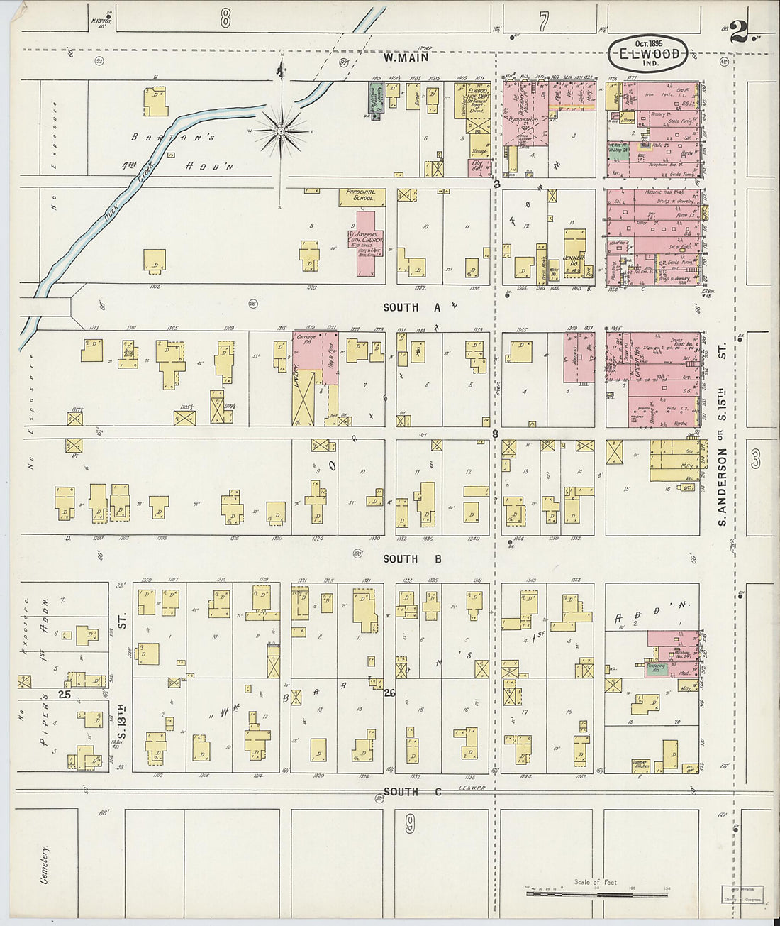 This old map of Elwood, Madison County, Indiana was created by Sanborn Map Company in 1895