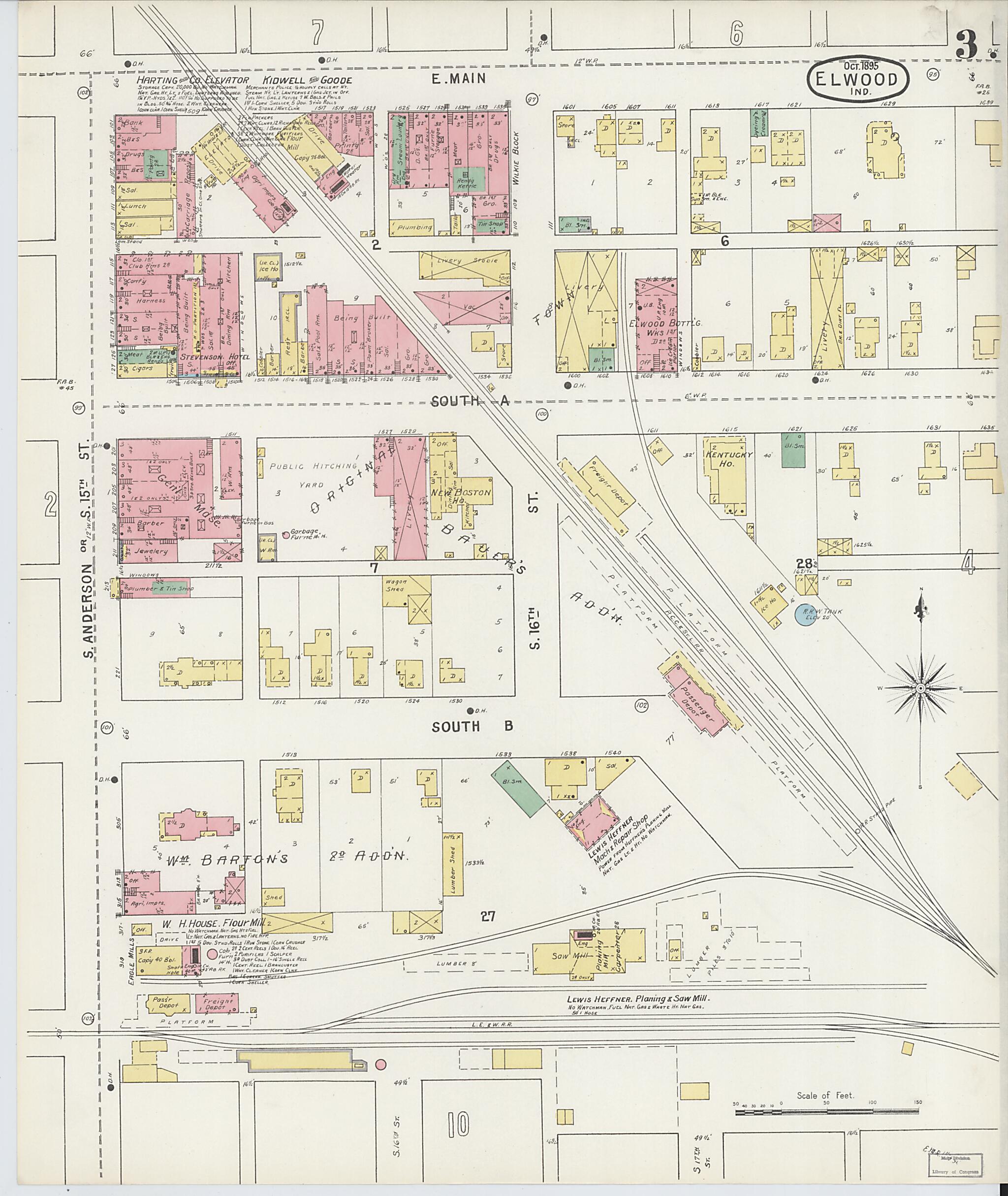 This old map of Elwood, Madison County, Indiana was created by Sanborn Map Company in 1895