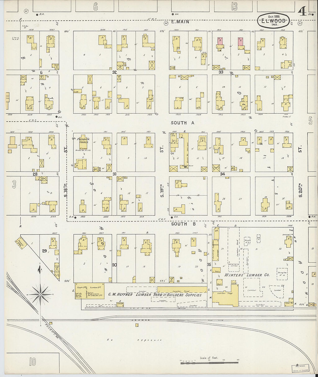 This old map of Elwood, Madison County, Indiana was created by Sanborn Map Company in 1895