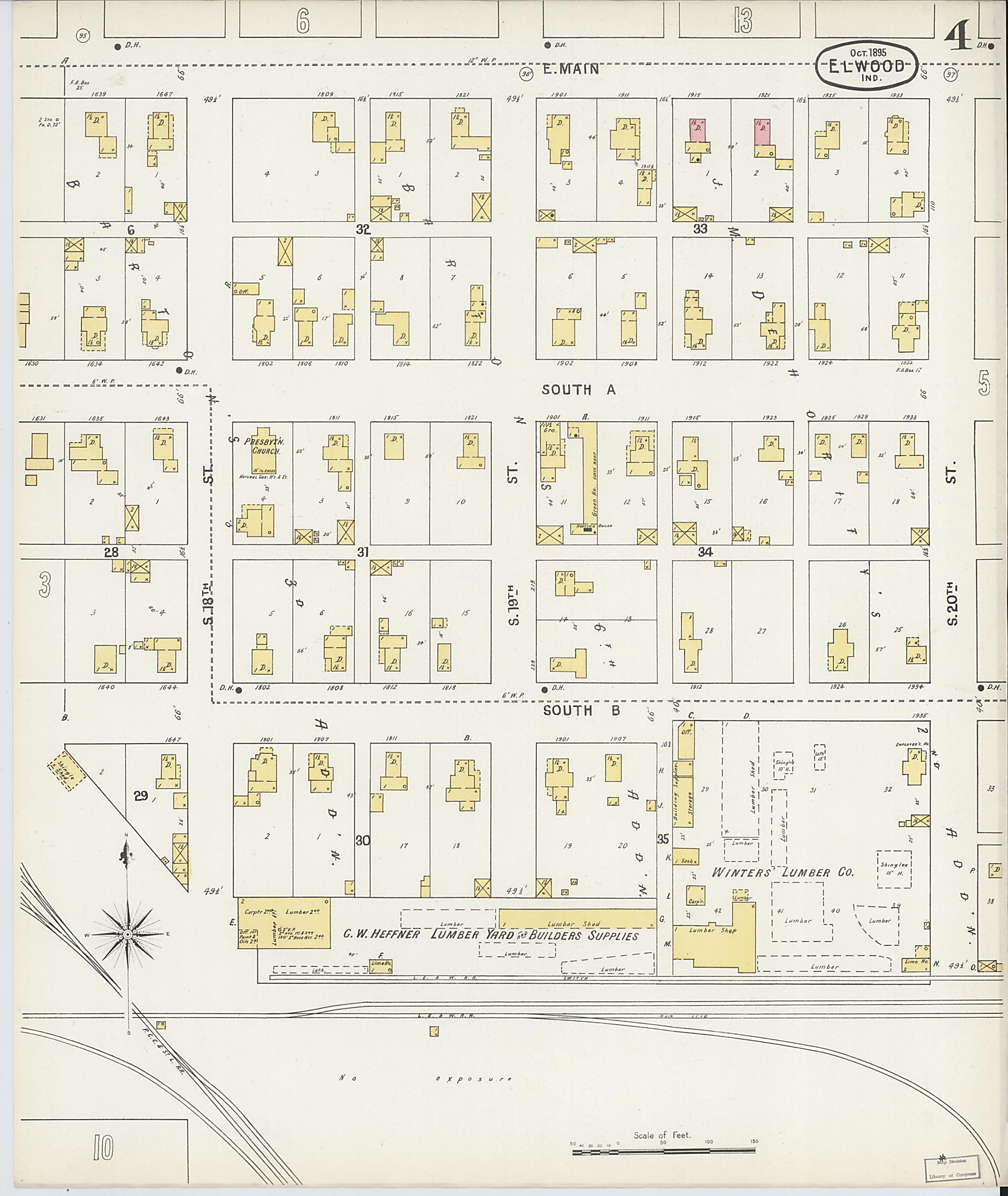 This old map of Elwood, Madison County, Indiana was created by Sanborn Map Company in 1895