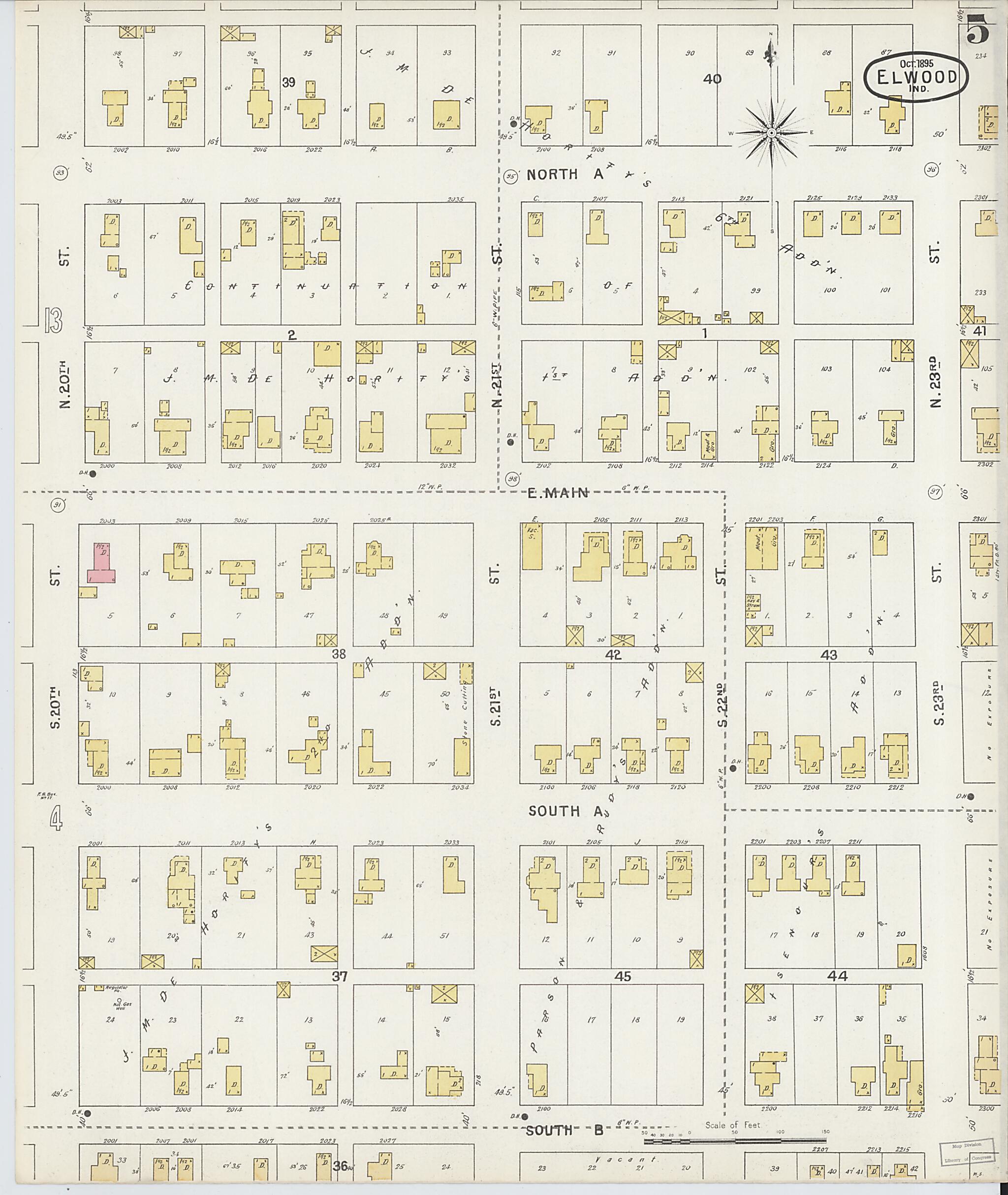 This old map of Elwood, Madison County, Indiana was created by Sanborn Map Company in 1895