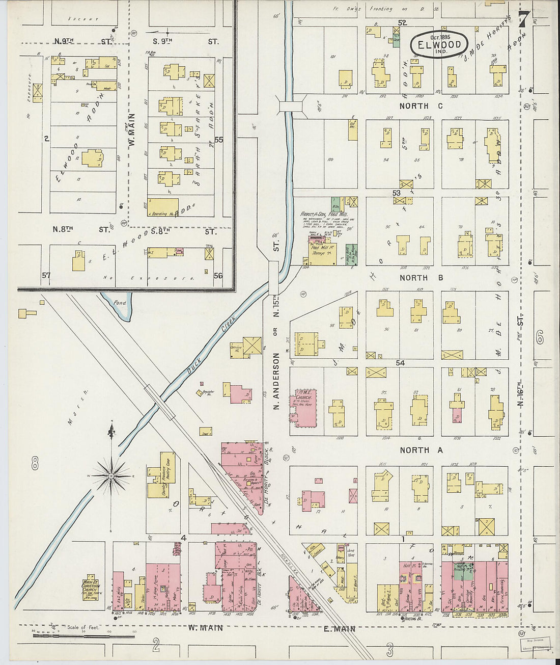 This old map of Elwood, Madison County, Indiana was created by Sanborn Map Company in 1895