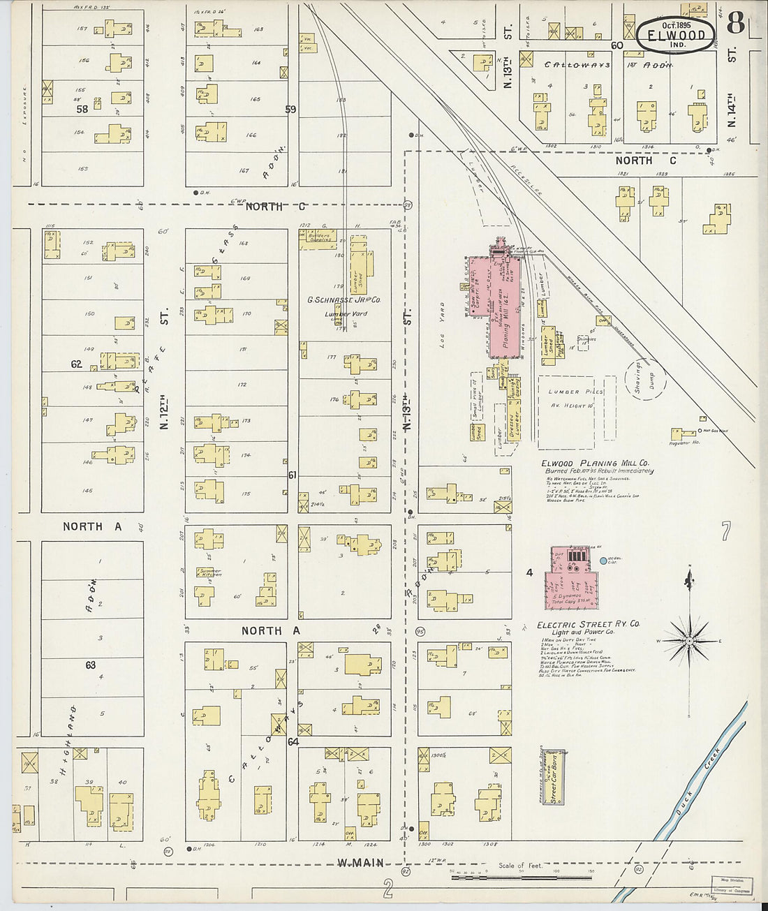 This old map of Elwood, Madison County, Indiana was created by Sanborn Map Company in 1895