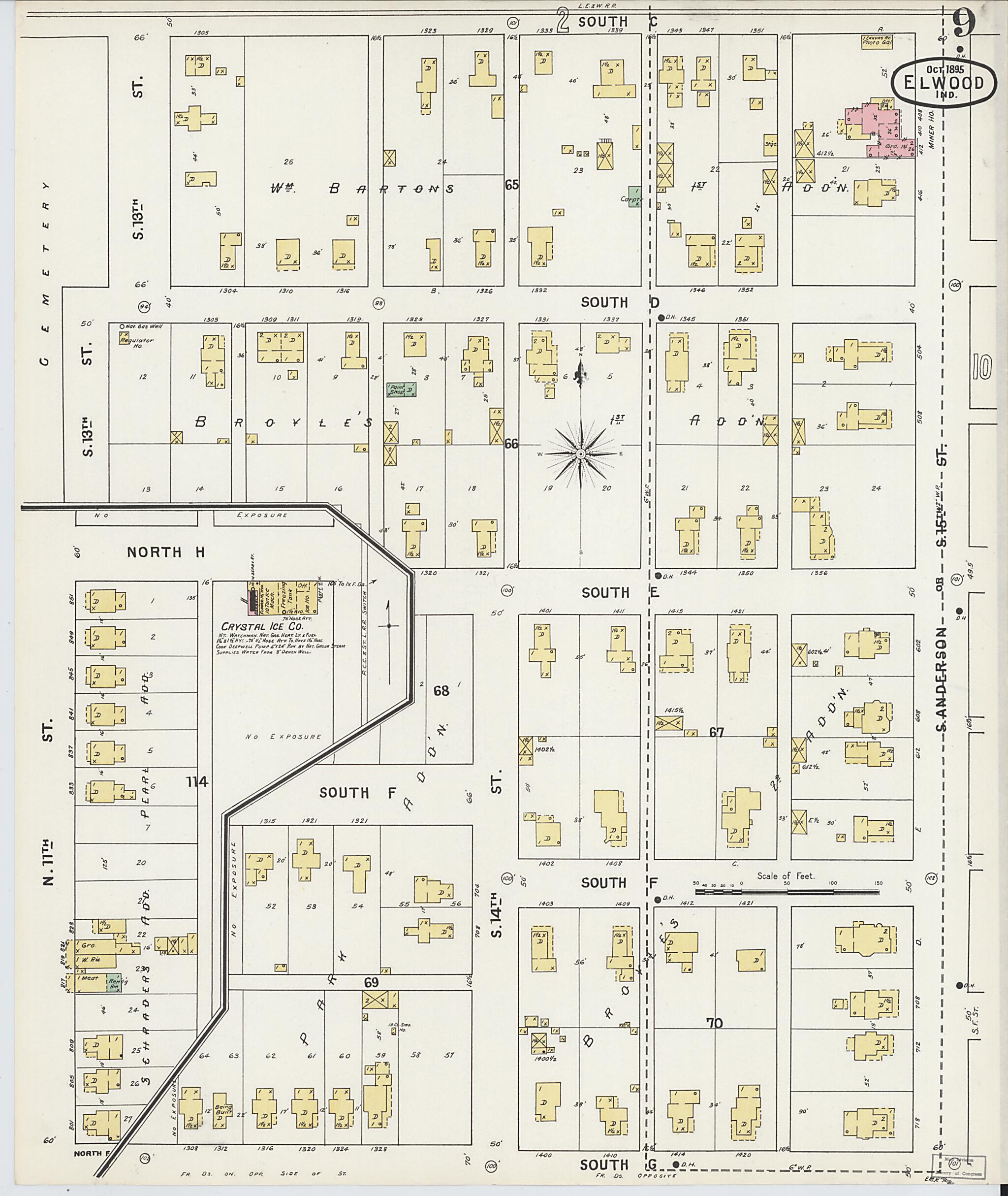 This old map of Elwood, Madison County, Indiana was created by Sanborn Map Company in 1895