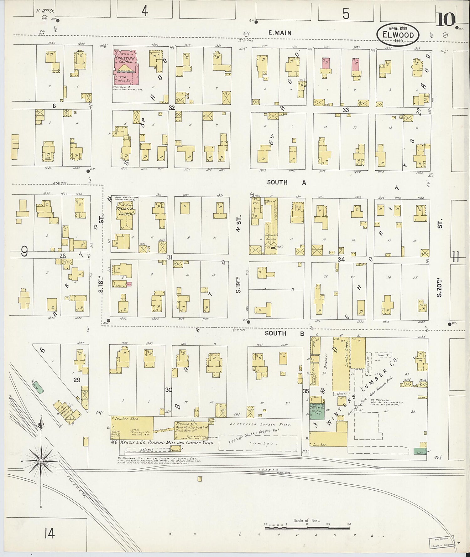 This old map of Elwood, Madison County, Indiana was created by Sanborn Map Company in 1899