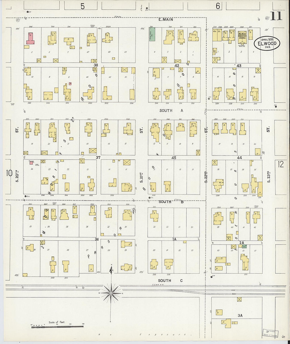 This old map of Elwood, Madison County, Indiana was created by Sanborn Map Company in 1899