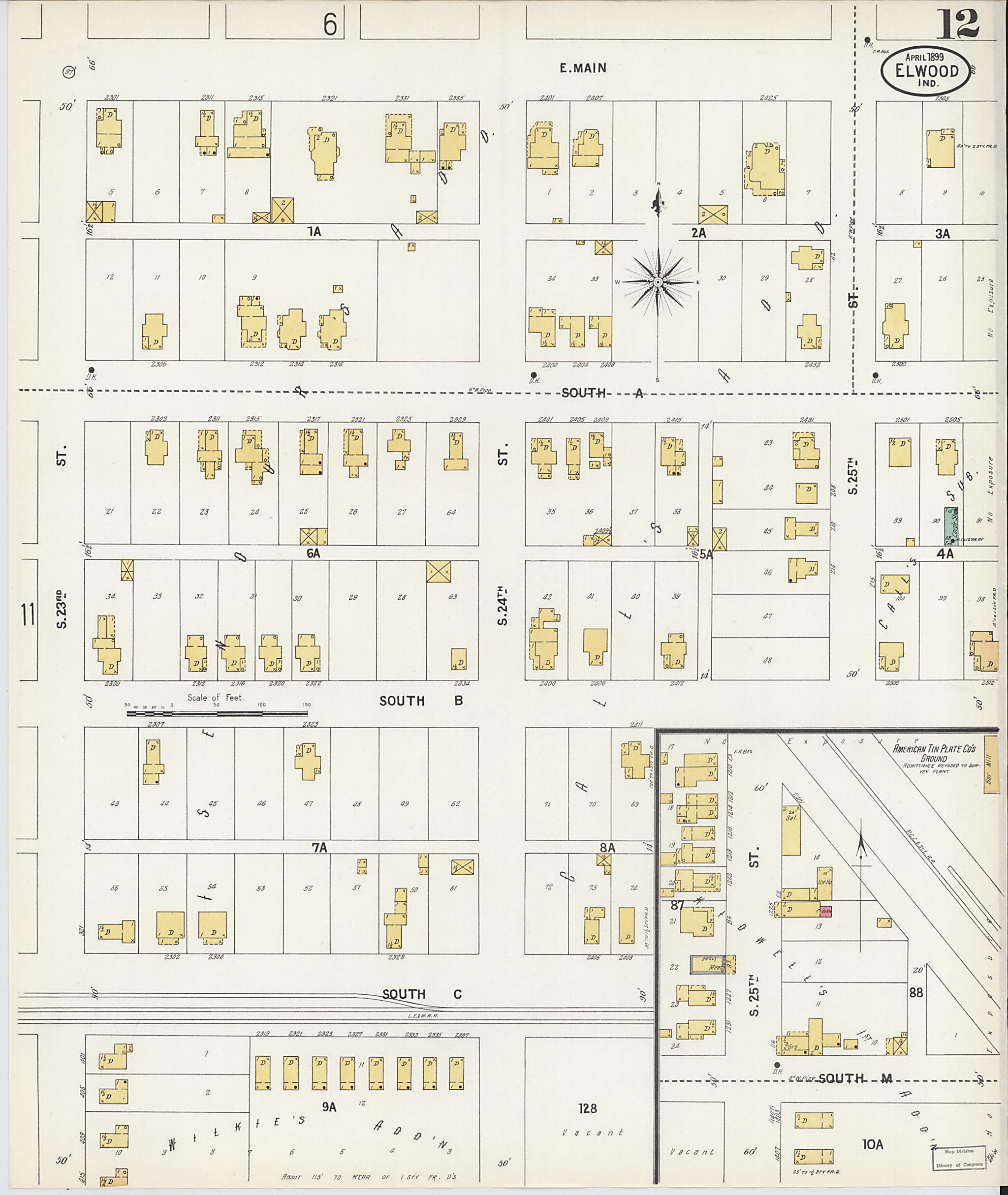 This old map of Elwood, Madison County, Indiana was created by Sanborn Map Company in 1899