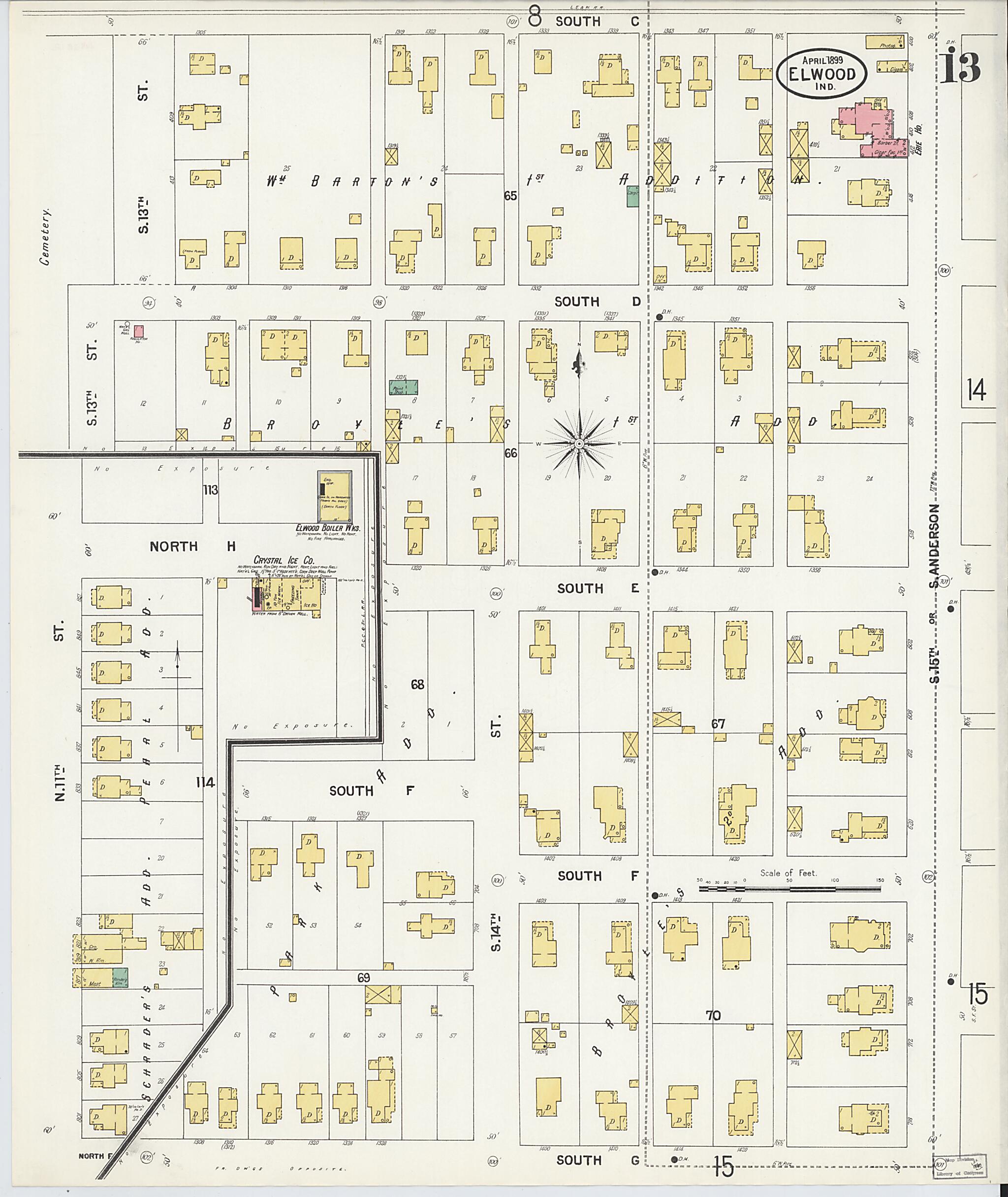 This old map of Elwood, Madison County, Indiana was created by Sanborn Map Company in 1899