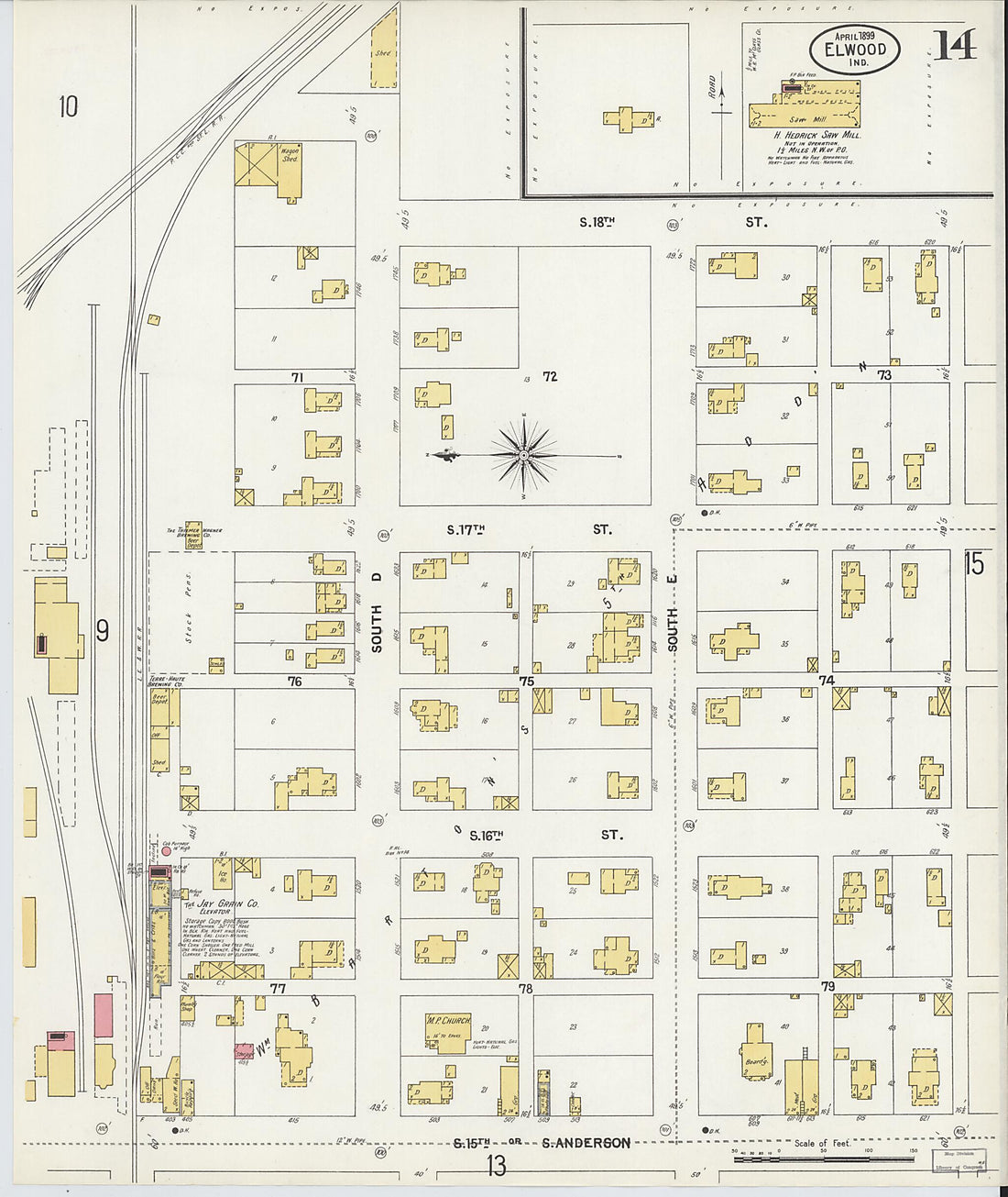 This old map of Elwood, Madison County, Indiana was created by Sanborn Map Company in 1899