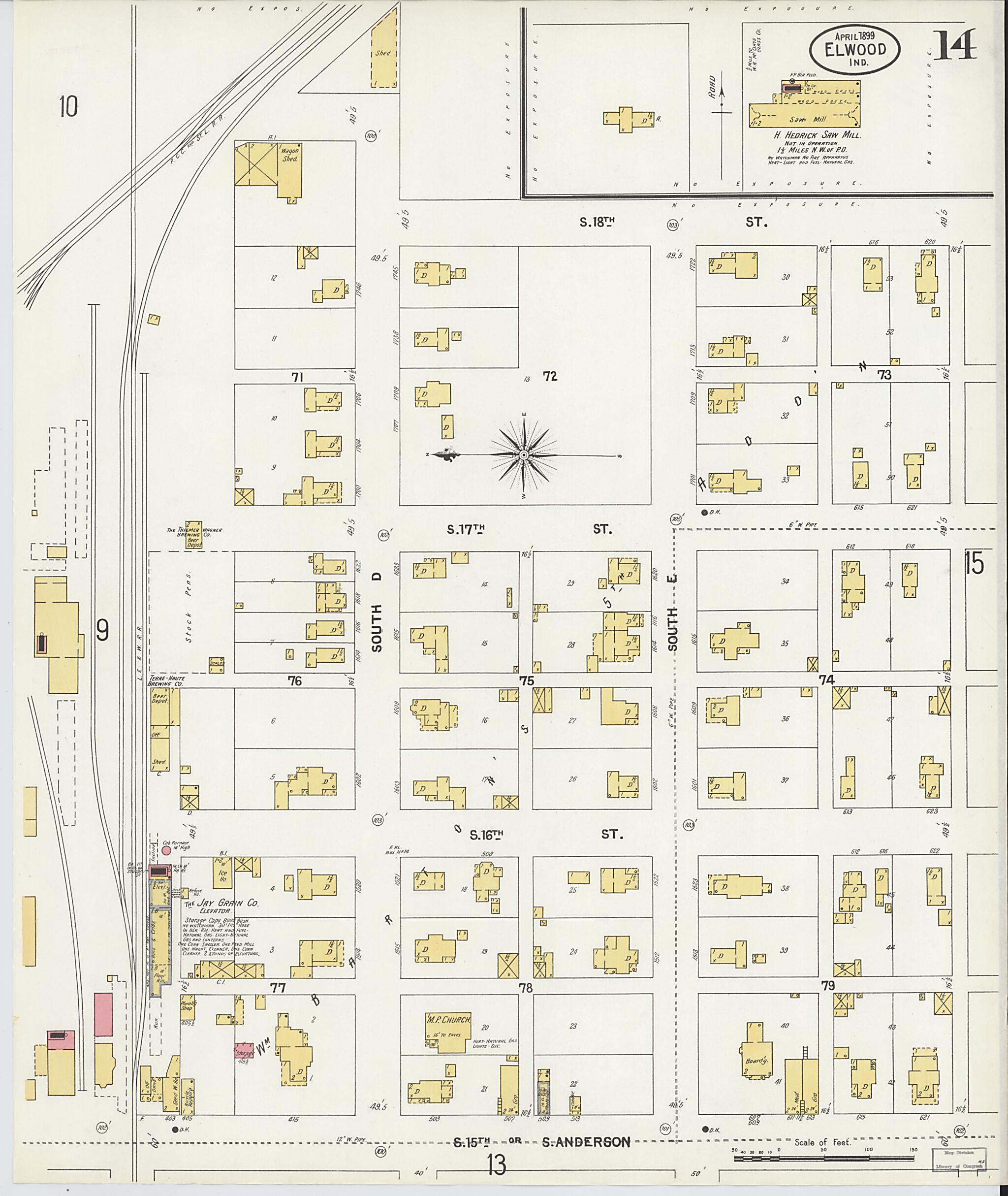 This old map of Elwood, Madison County, Indiana was created by Sanborn Map Company in 1899