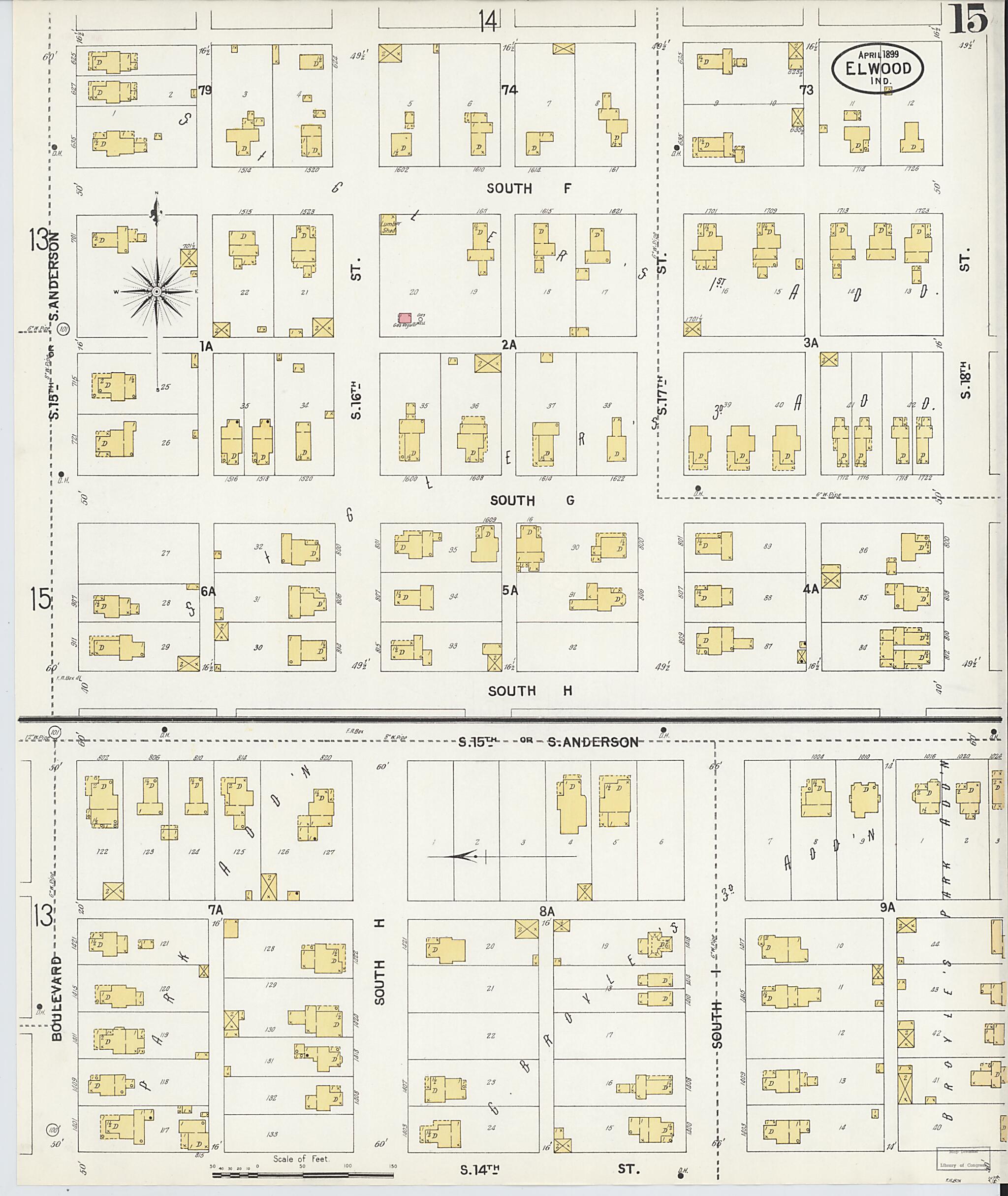 This old map of Elwood, Madison County, Indiana was created by Sanborn Map Company in 1899