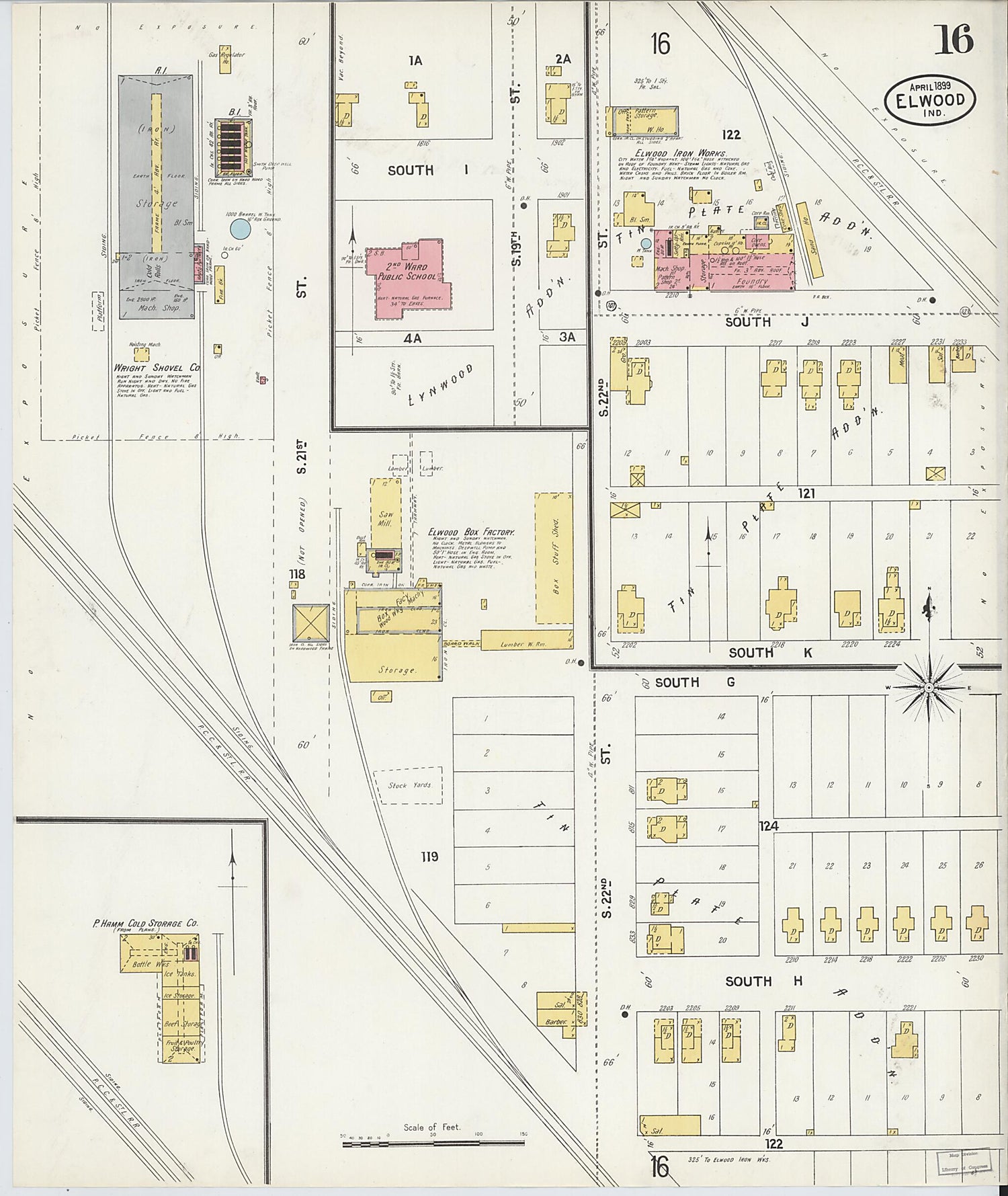 This old map of Elwood, Madison County, Indiana was created by Sanborn Map Company in 1899