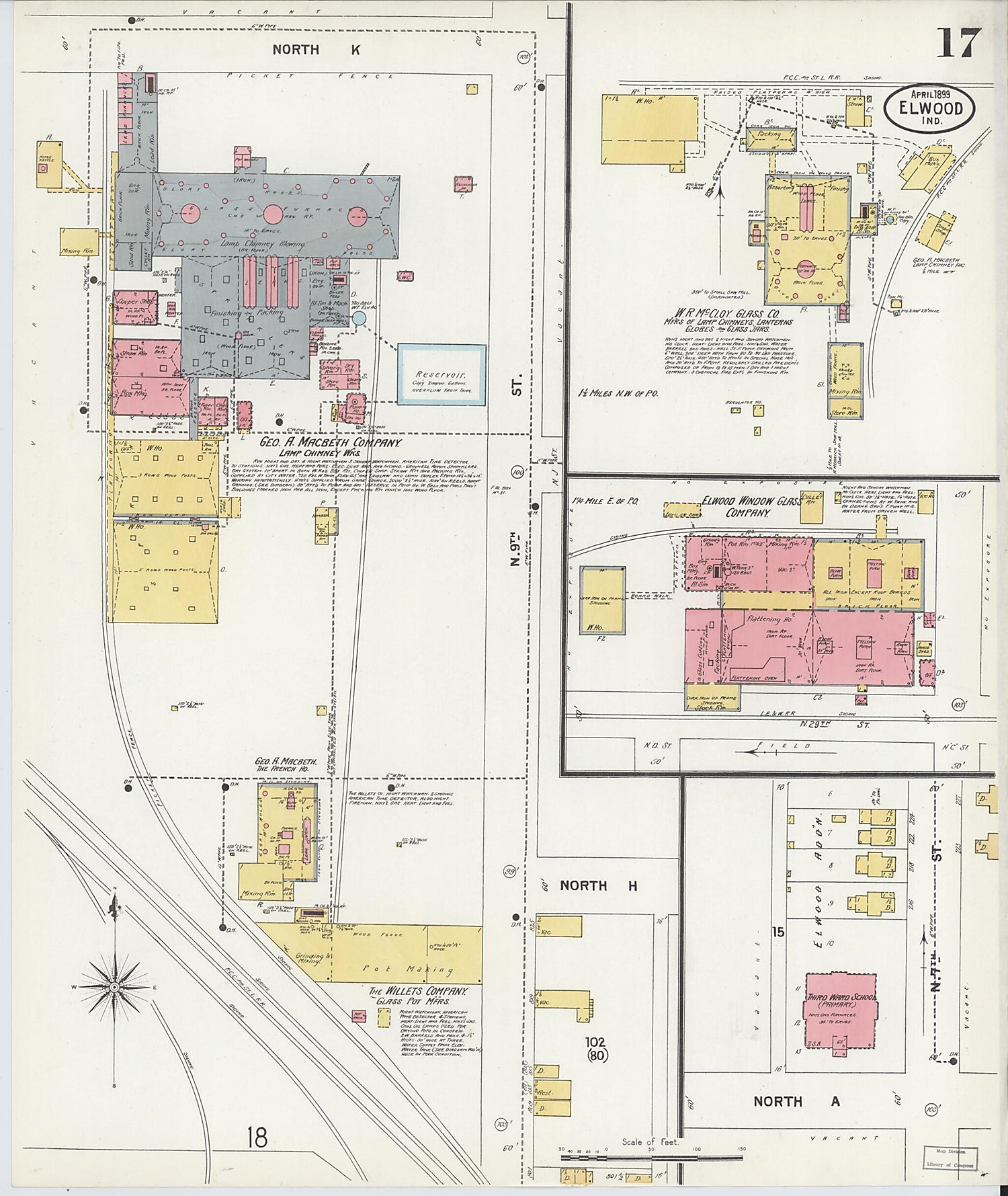 This old map of Elwood, Madison County, Indiana was created by Sanborn Map Company in 1899