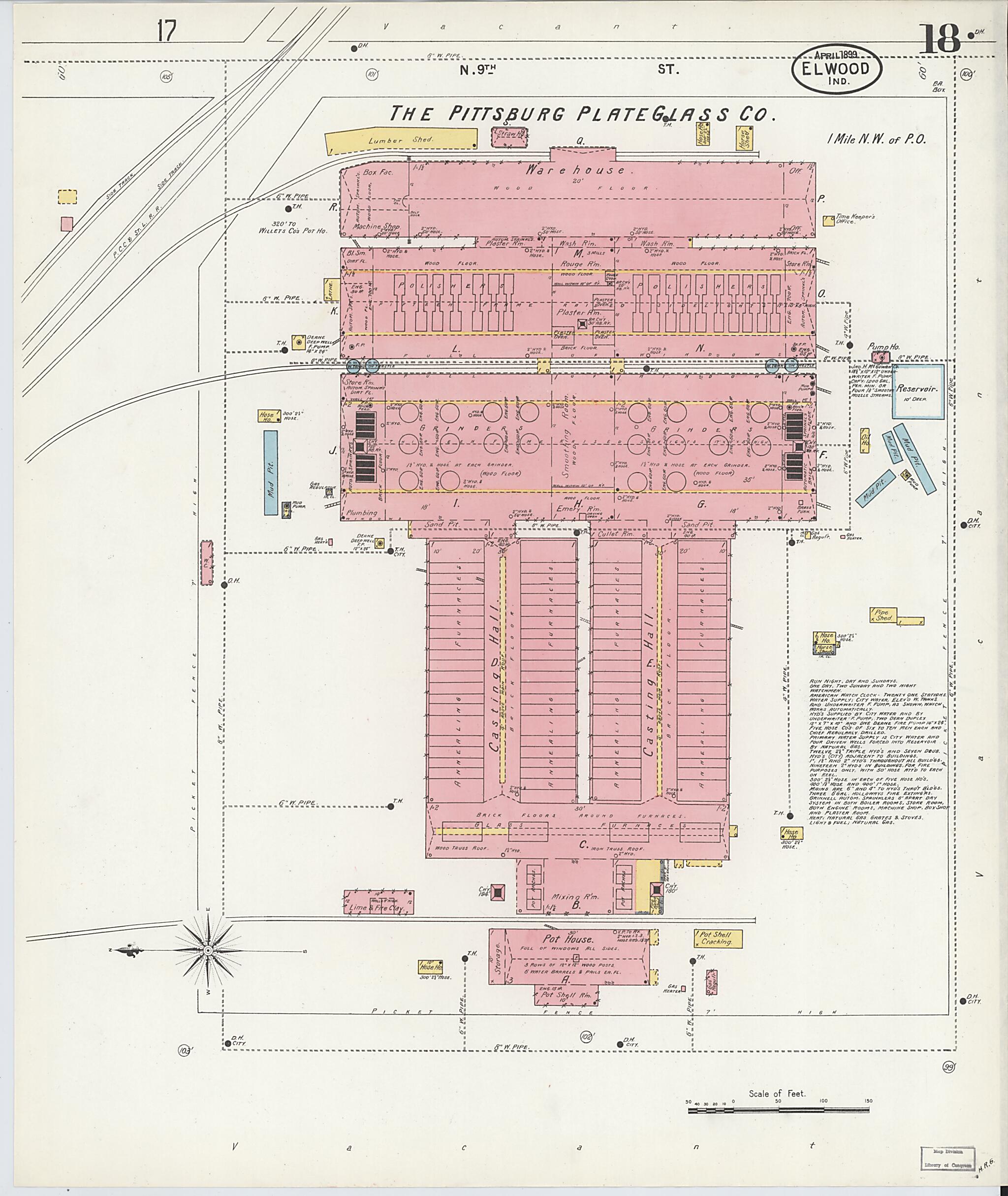 This old map of Elwood, Madison County, Indiana was created by Sanborn Map Company in 1899