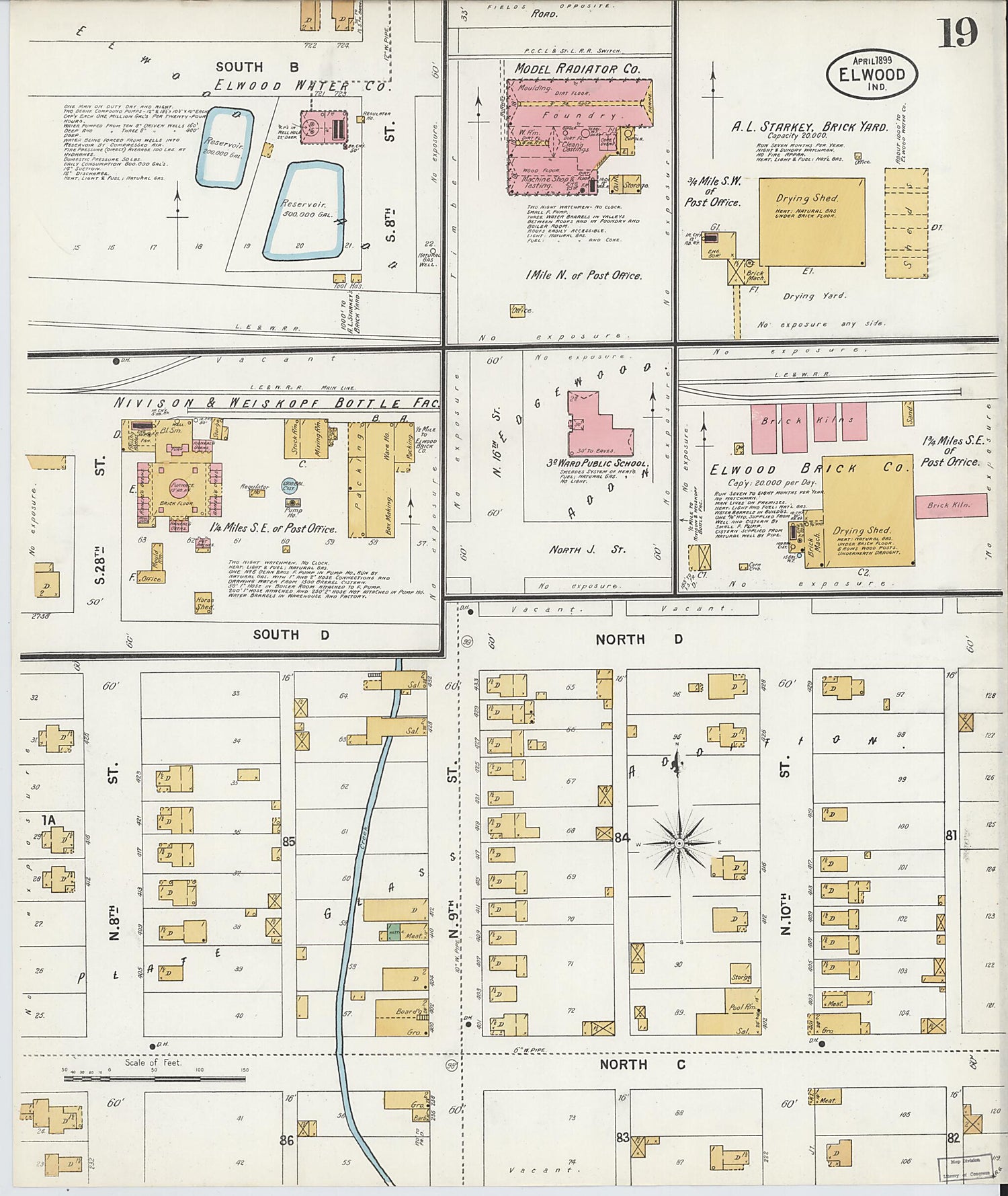 This old map of Elwood, Madison County, Indiana was created by Sanborn Map Company in 1899