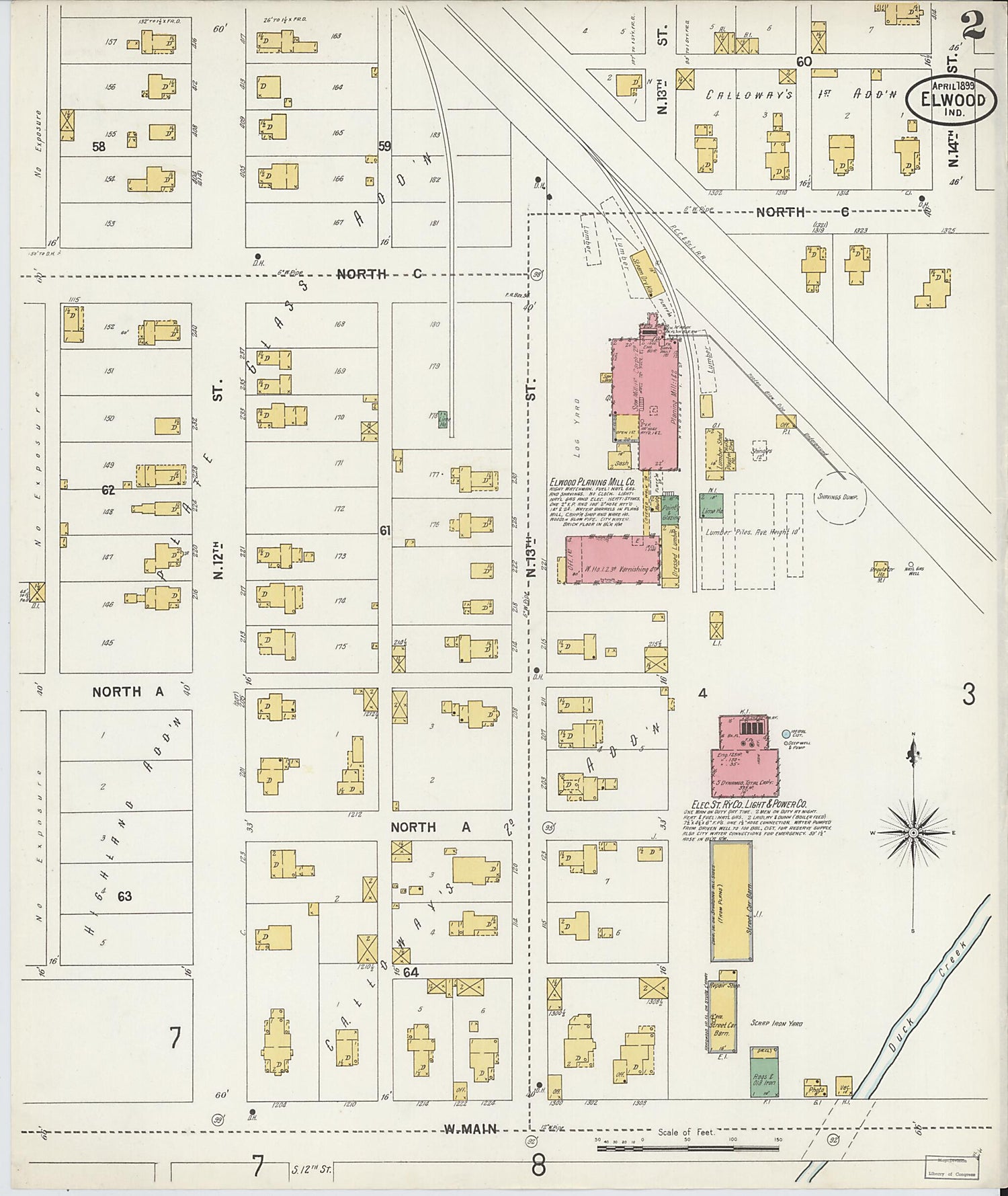 This old map of Elwood, Madison County, Indiana was created by Sanborn Map Company in 1899