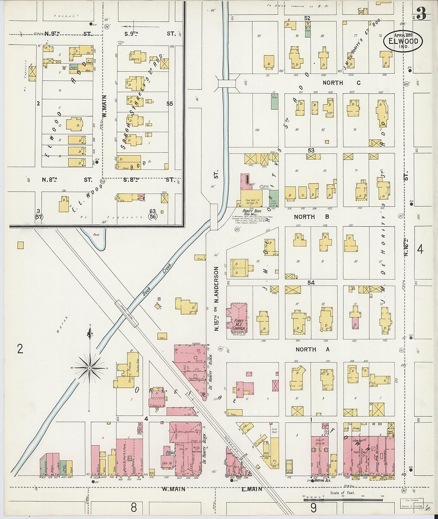 This old map of Elwood, Madison County, Indiana was created by Sanborn Map Company in 1899