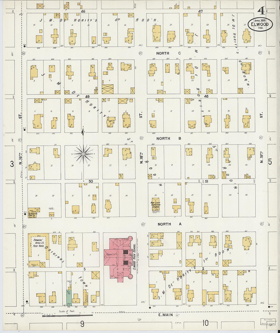 This old map of Elwood, Madison County, Indiana was created by Sanborn Map Company in 1899