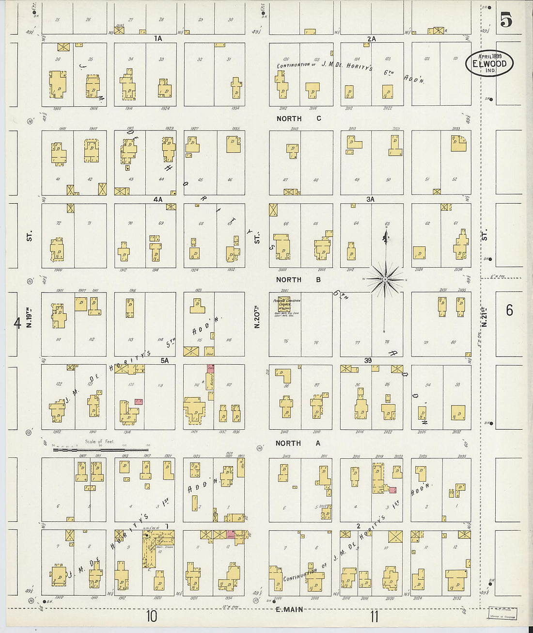 This old map of Elwood, Madison County, Indiana was created by Sanborn Map Company in 1899