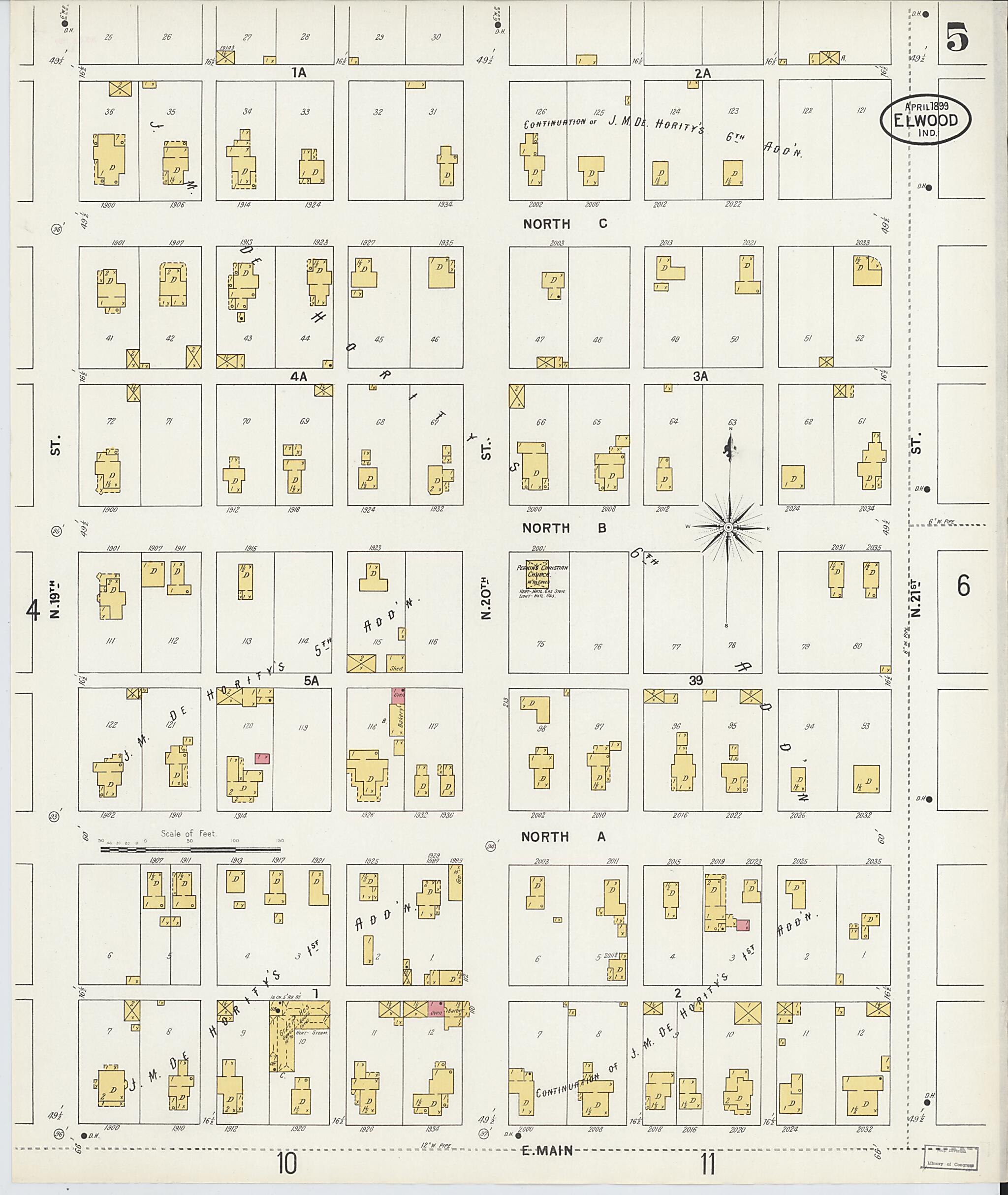 This old map of Elwood, Madison County, Indiana was created by Sanborn Map Company in 1899