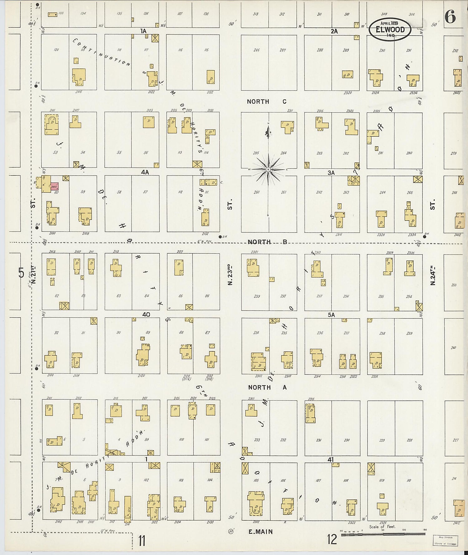 This old map of Elwood, Madison County, Indiana was created by Sanborn Map Company in 1899