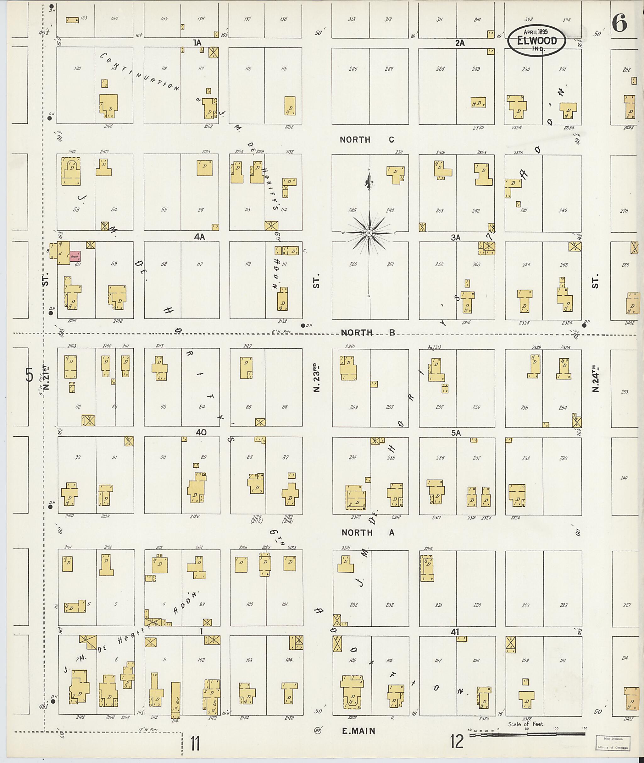 This old map of Elwood, Madison County, Indiana was created by Sanborn Map Company in 1899