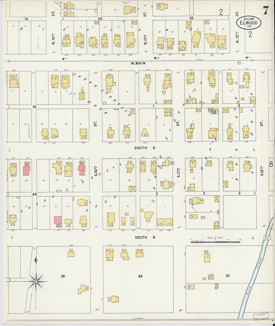 This old map of Elwood, Madison County, Indiana was created by Sanborn Map Company in 1899