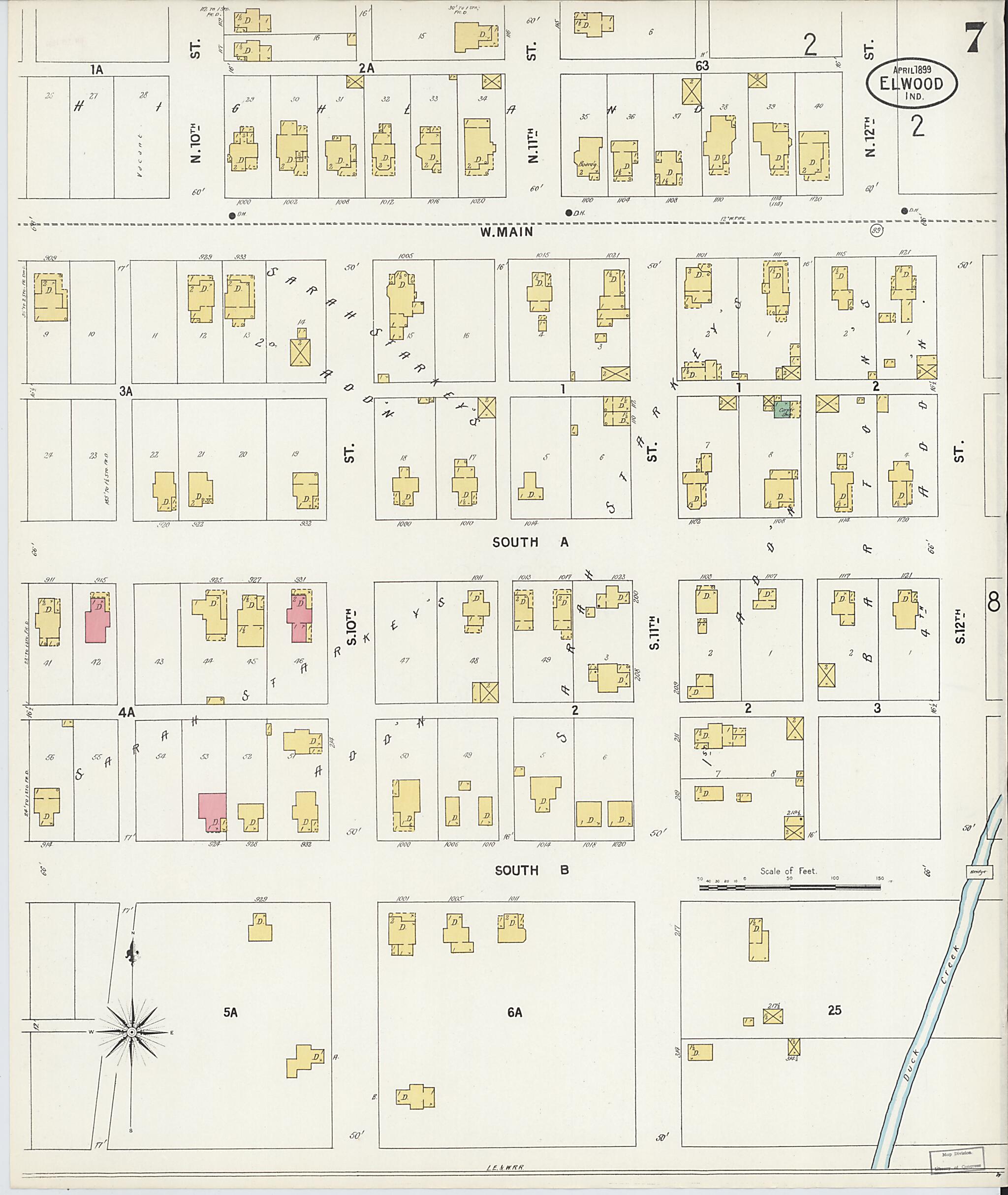 This old map of Elwood, Madison County, Indiana was created by Sanborn Map Company in 1899