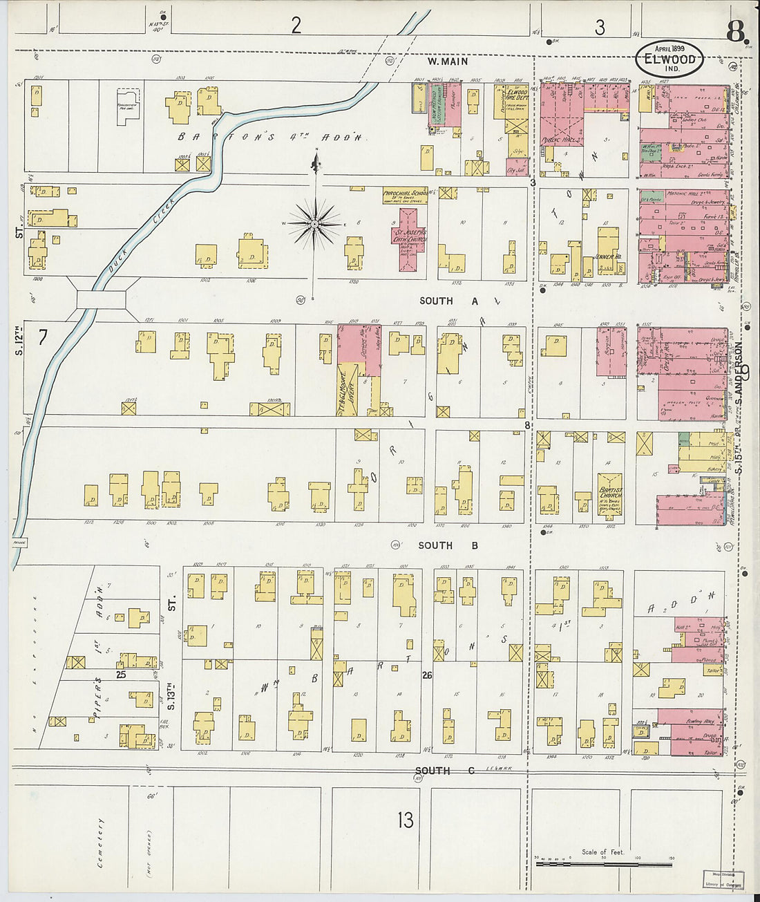 This old map of Elwood, Madison County, Indiana was created by Sanborn Map Company in 1899