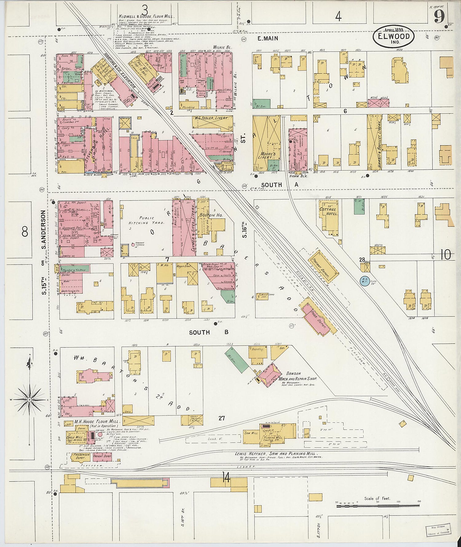 This old map of Elwood, Madison County, Indiana was created by Sanborn Map Company in 1899