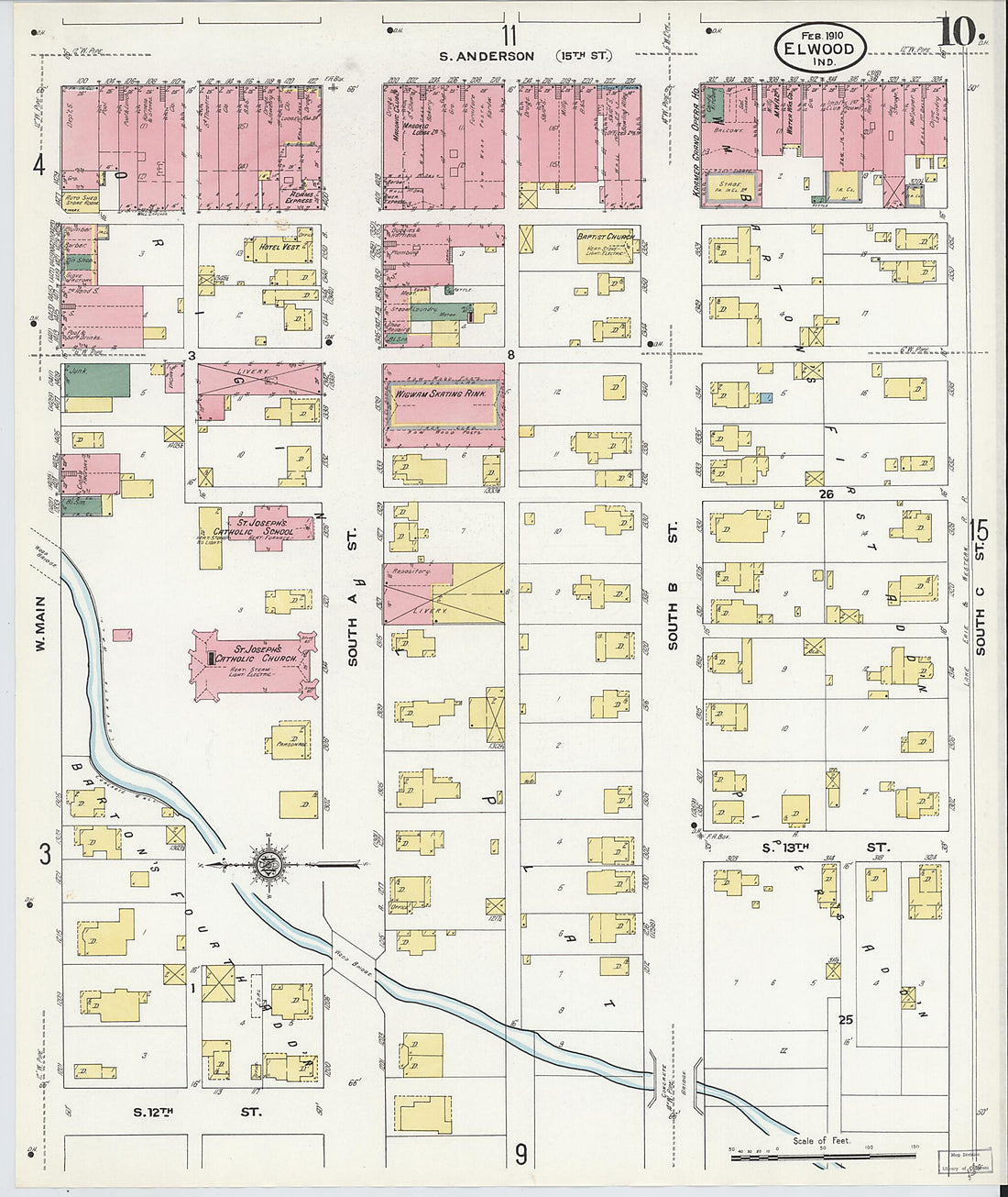 This old map of Elwood, Madison County, Indiana was created by Sanborn Map Company in 1910