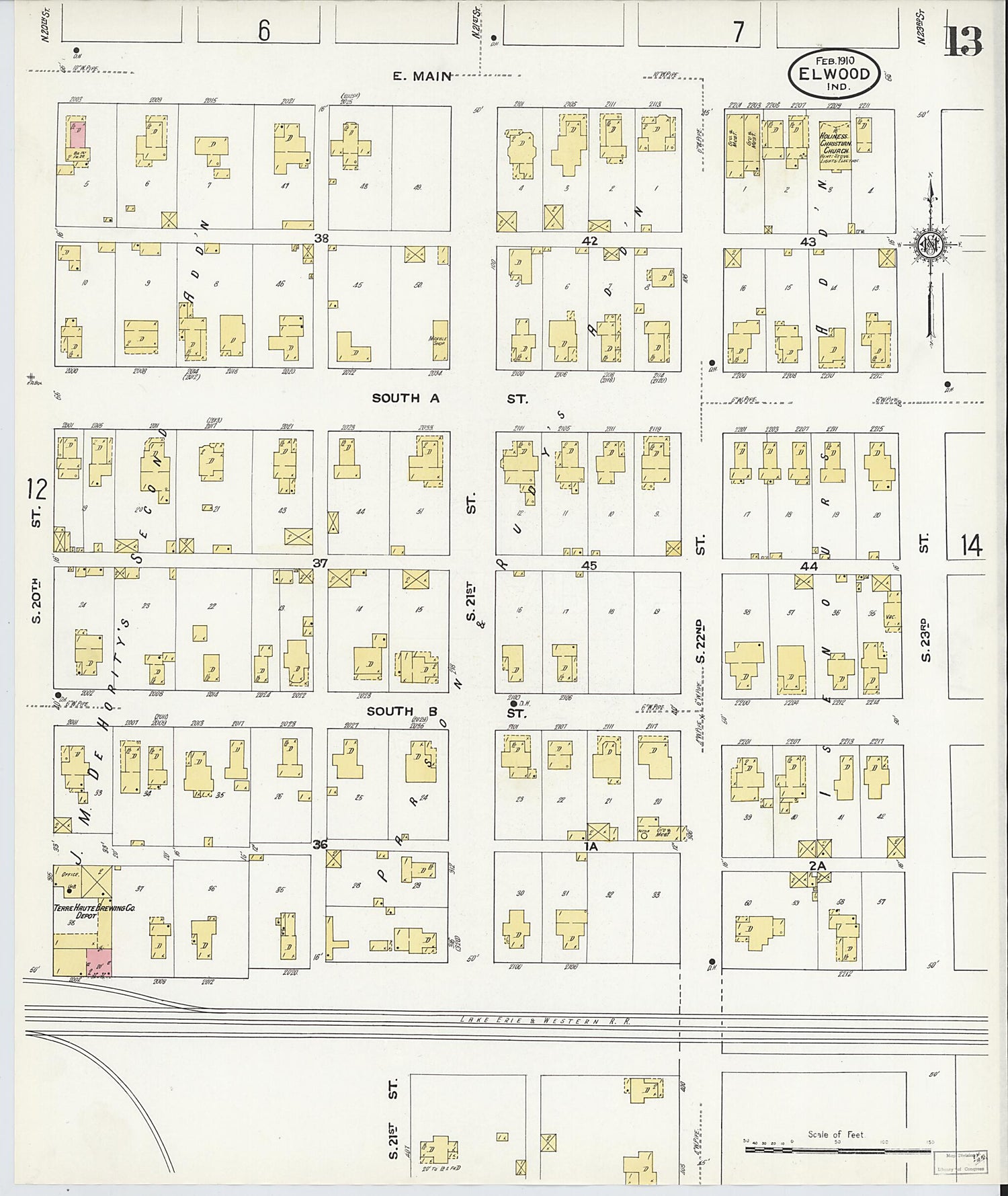 This old map of Elwood, Madison County, Indiana was created by Sanborn Map Company in 1910