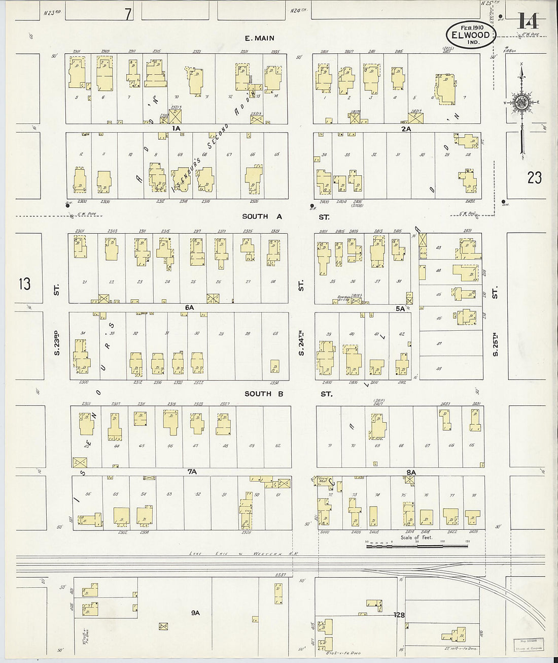 This old map of Elwood, Madison County, Indiana was created by Sanborn Map Company in 1910