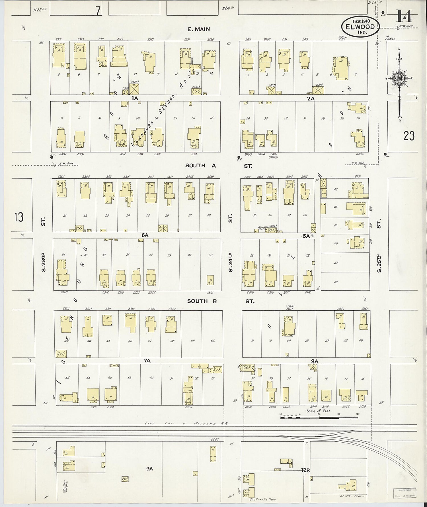 This old map of Elwood, Madison County, Indiana was created by Sanborn Map Company in 1910